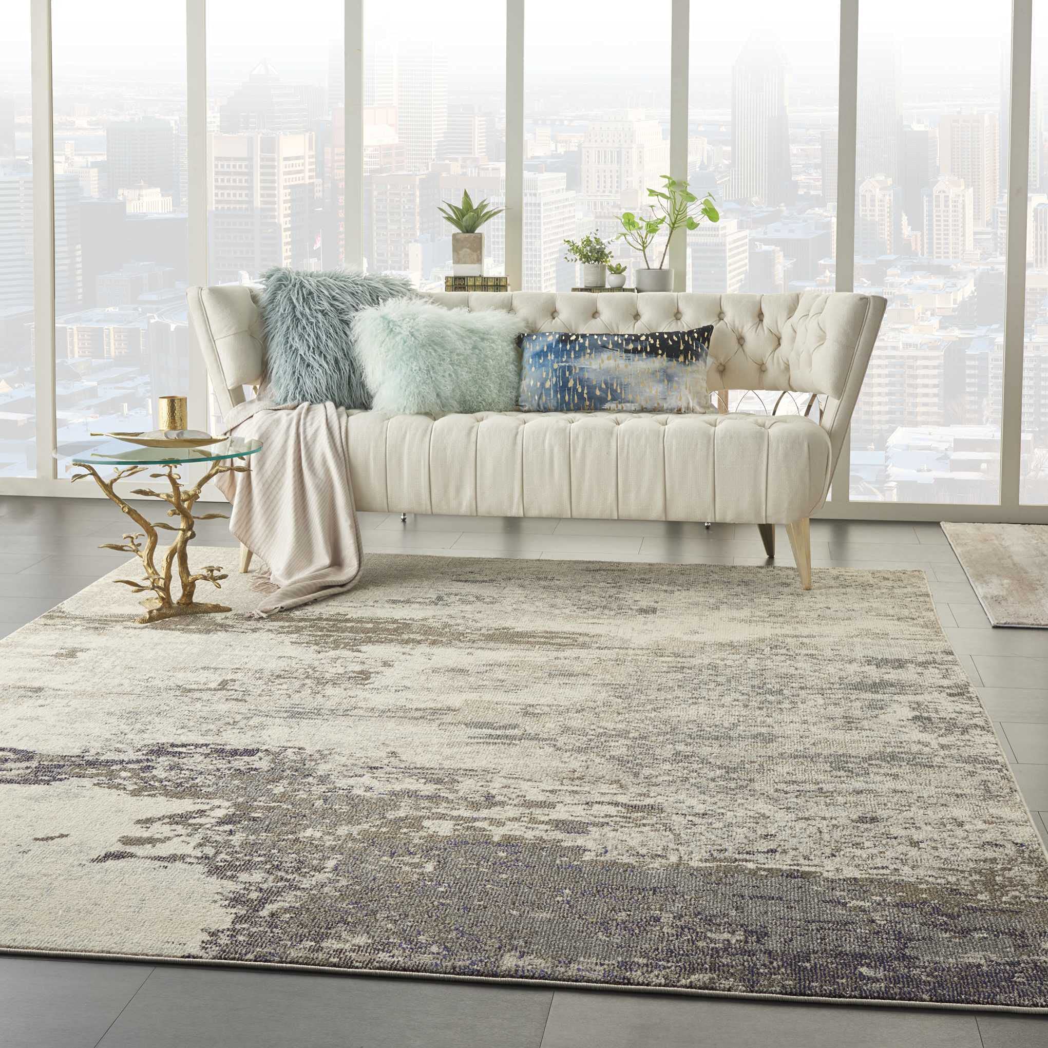 Nourison Celestial Modern Abstract Ivory/Grey 10' x 14' Area Rug | Easy to Clean, Non-Shedding | Perfect for Bedroom, Living Room, Dining Room & Kitchen Decor | Soft & Durable Floor Covering for Home & Office