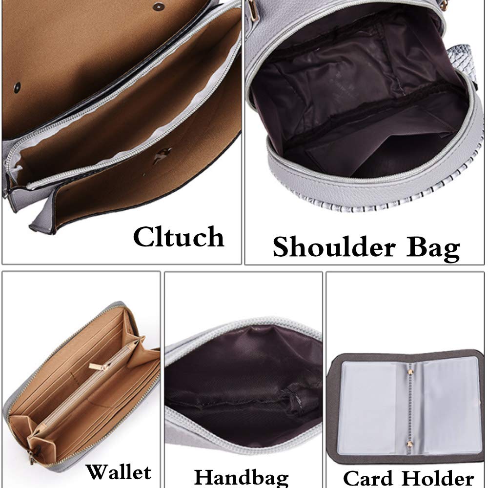 6-Piece Women's PU Leather Handbag Set - Top Handle Tote, Clutch, Wallet & Card Holder for Work, Travel & Daily Use