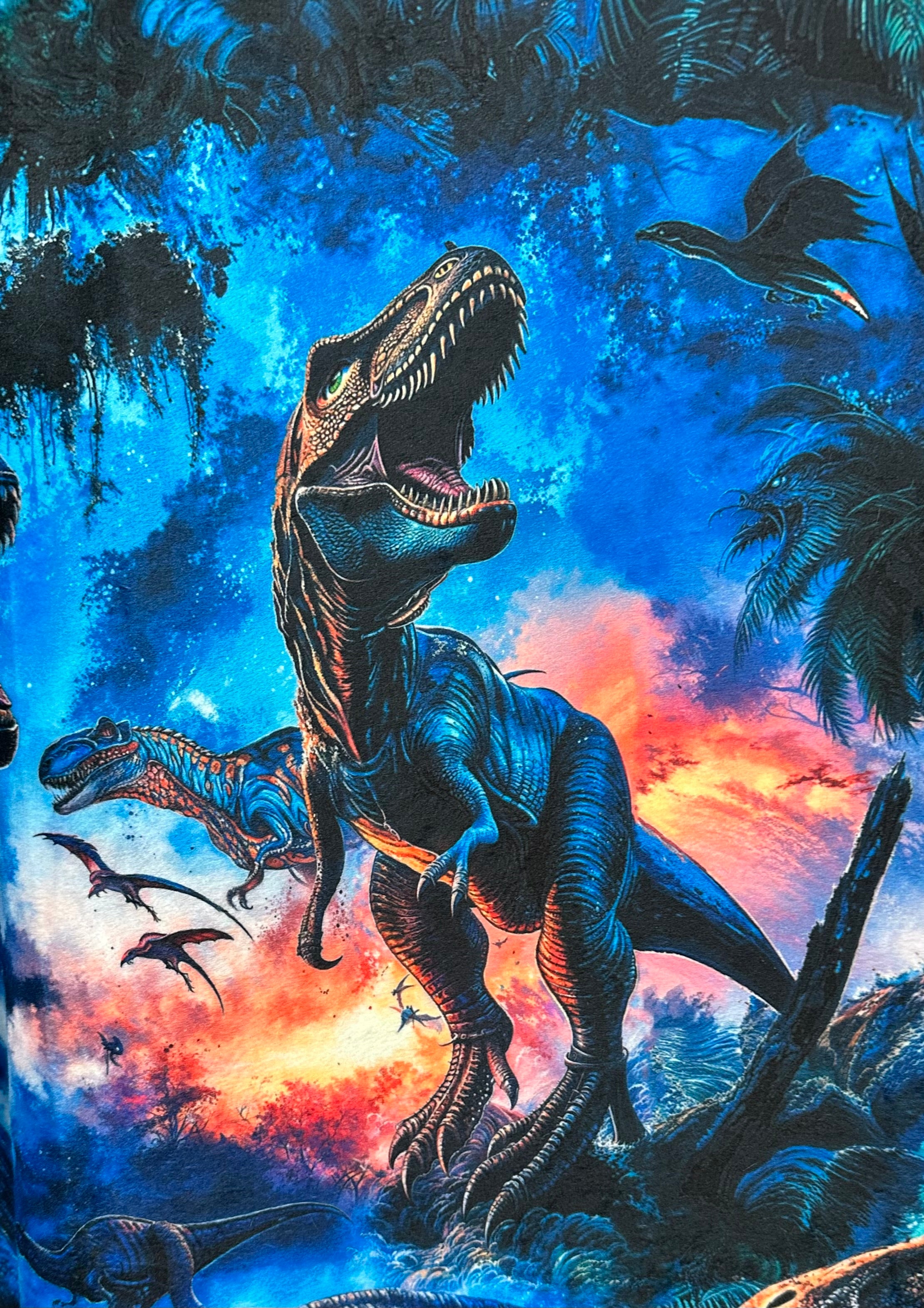 Soft Dinosaur Print Blue Luxe 41x60 Minky Blanket for Kids & Toddlers with Matching Pillowcase - Cozy Nursery Bedding for Nap Time & Playtime
