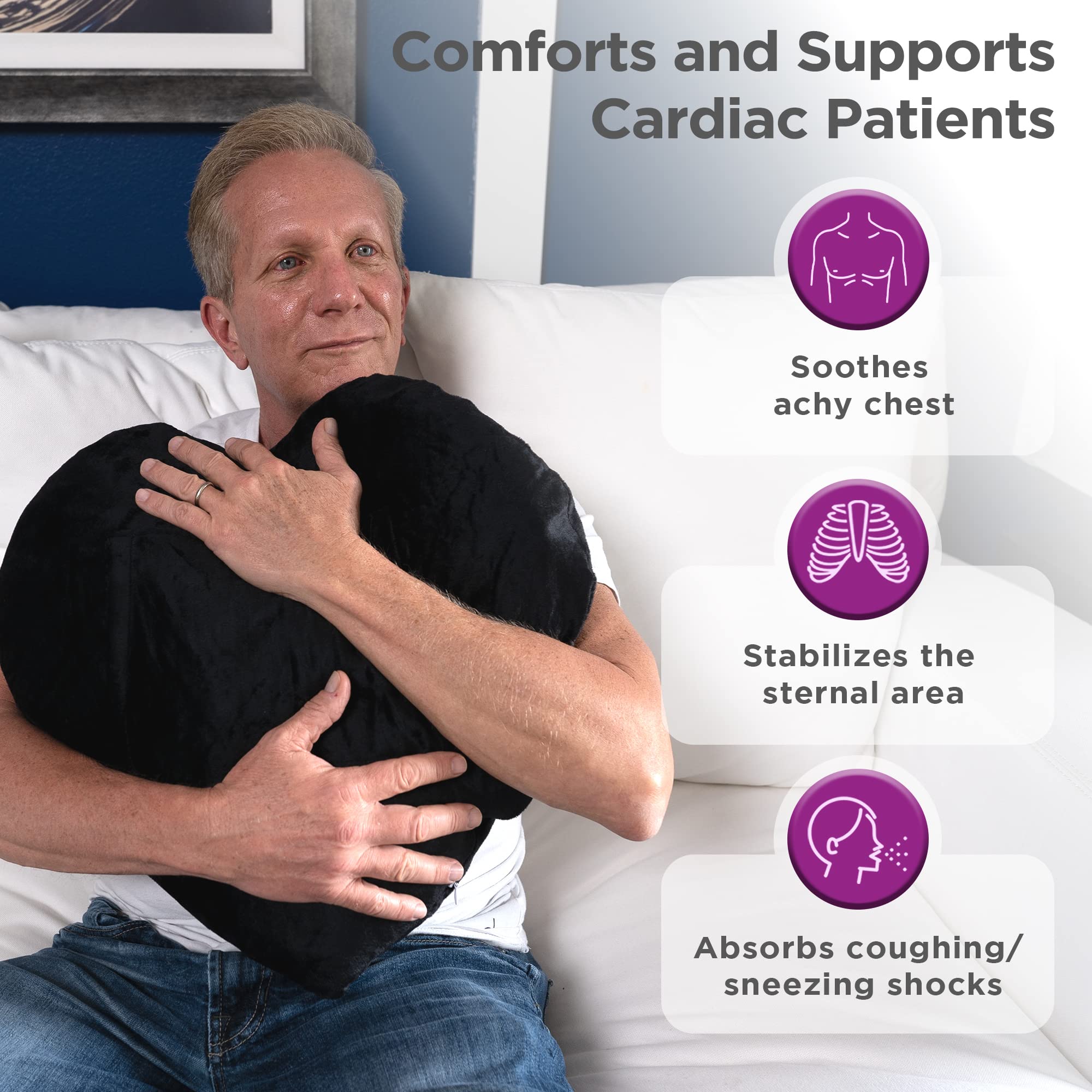 Heart Surgery Recovery Pillow with Gel Pack - Post-Surgery Comfort Pillow for Cardiac, Mastectomy, Hysterectomy & Abdominal Surgery Patients - Ideal for Cough Support and Pain Relief at Home or Hospital