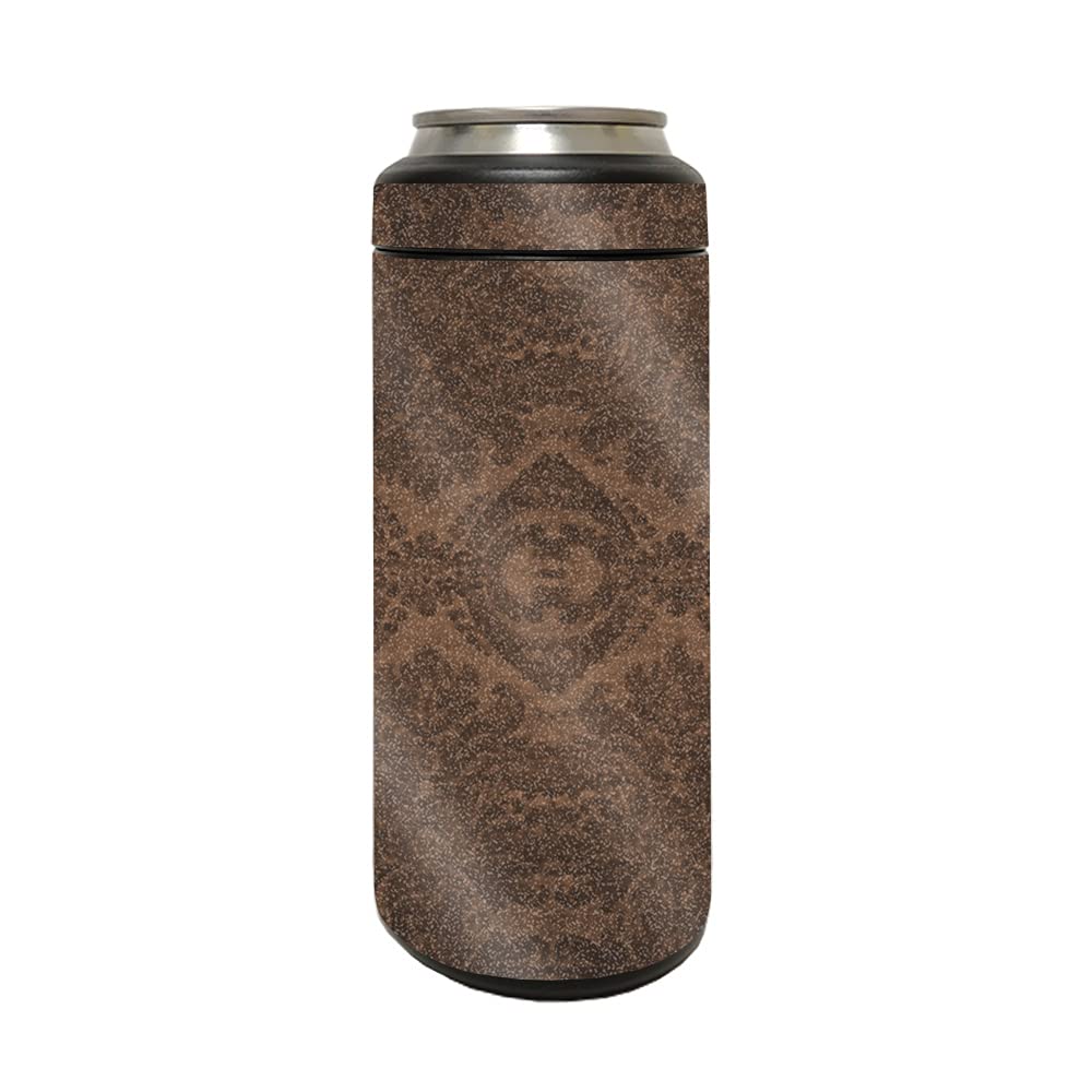 MightySkins Glossy Glitter Protective Skin Cover for YETI Rambler 12oz Colster Slim Can - Brown Linen | Durable High-Gloss Finish | Easy to Apply & Change Styles | Made in USA | Perfect for Outdoor Adventures, Camping & Tailgating