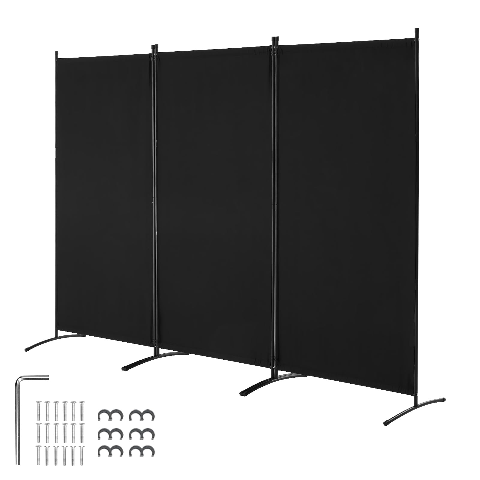 VEVOR 3-Panel Folding Room Divider - Black Freestanding Privacy Screen for Office, Bedroom, Living Room | Portable Partition for Home & Office Space Separation | Perfect for Creating Private Workspaces or Dividing Large Rooms