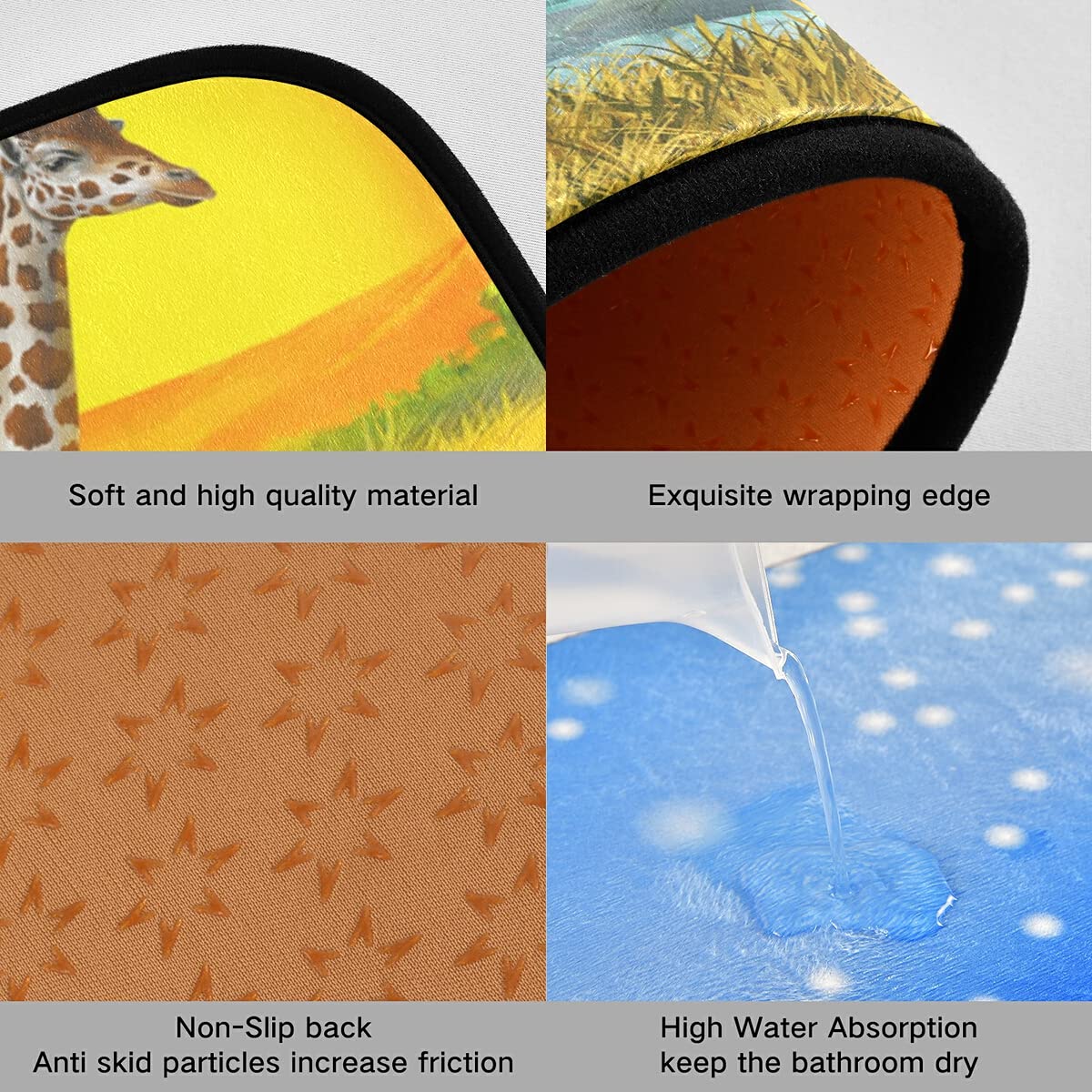 Antelope Family Giraffe Print Non-Slip Kitchen Rugs Set of 2 - Washable Runner Mats for Kitchen Floor, Home Sink, Laundry & Office - Perfect for High Traffic Areas and Pet-Friendly Homes