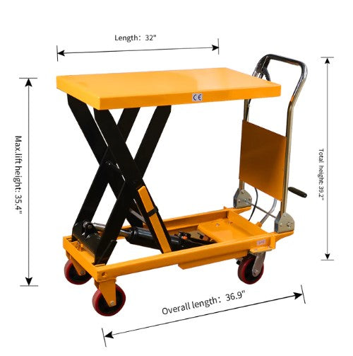 Apollolift A 2002 Single Scissor Lift Table - 1100 lbs Capacity, 35.4