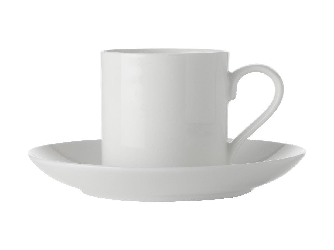 Maxwell & Williams White Basics Straight Demi Espresso Cup & Saucer Set - 100ml Ceramic Coffee Cup for Espresso, Cappuccino & Latte - Perfect for Home, Cafe & Restaurant Use