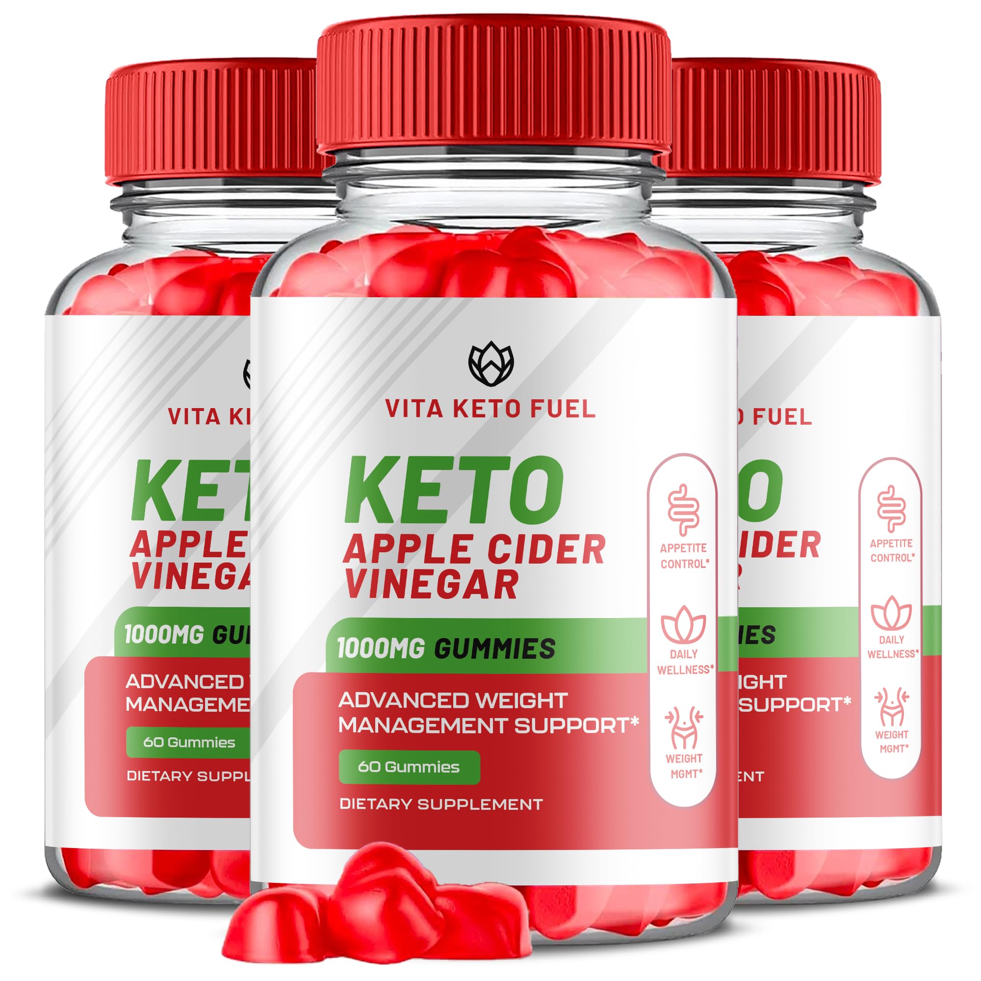 Vita Keto Fuel ACV Gummies (3 Pack, 180 Count) - Apple Cider Vinegar Keto Supplement for Weight Loss & Energy Boost - Perfect for Ketogenic Diet & Healthy Lifestyle