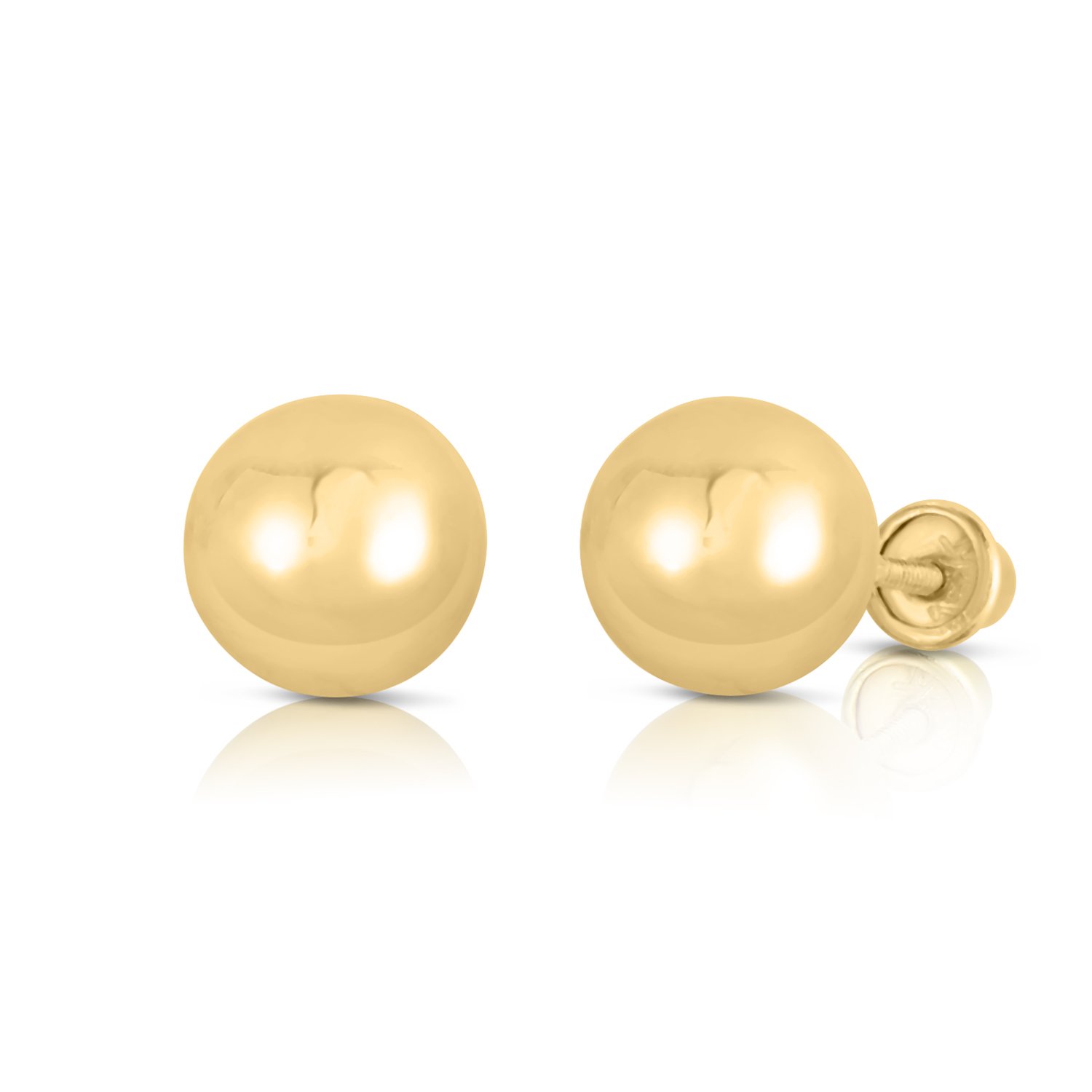 14K Yellow Gold Ball Stud Earrings with Secure Screw Backs – Hypoallergenic & Tarnish Resistant Jewelry for Women, Perfect for Everyday Wear, Gifts & Special Occasions