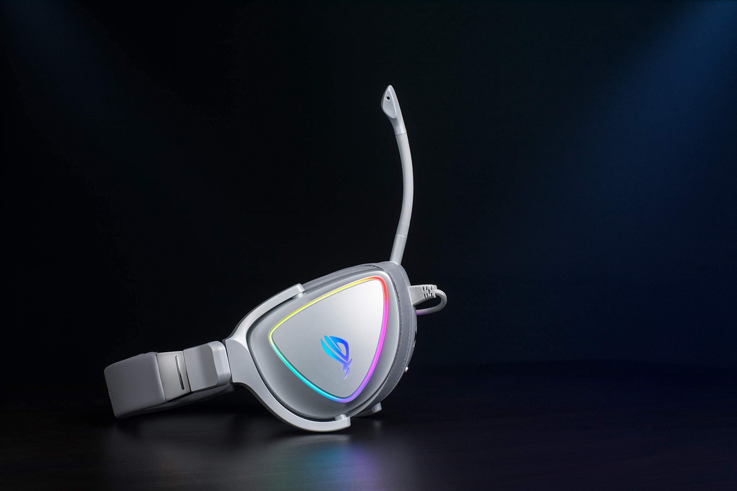 ASUS ROG Delta RGB Gaming Headset with Hi-Res ESS Quad-DAC | Circular RGB Lighting | USB-C for PC, PS5, Xbox & Mobile | Detachable Mic | White - Perfect for Competitive Gaming & Streaming