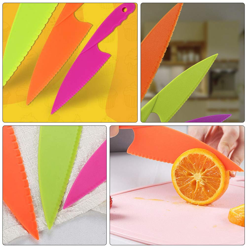 ULTECHNOVO 3-Piece Plastic Fruit Cutting Tool Set - Safe Kitchen Knives for Kids, Cake Decorating Supplies & Food Prep Accessories - Perfect for Birthday Parties, Baking, and Fruit Platters