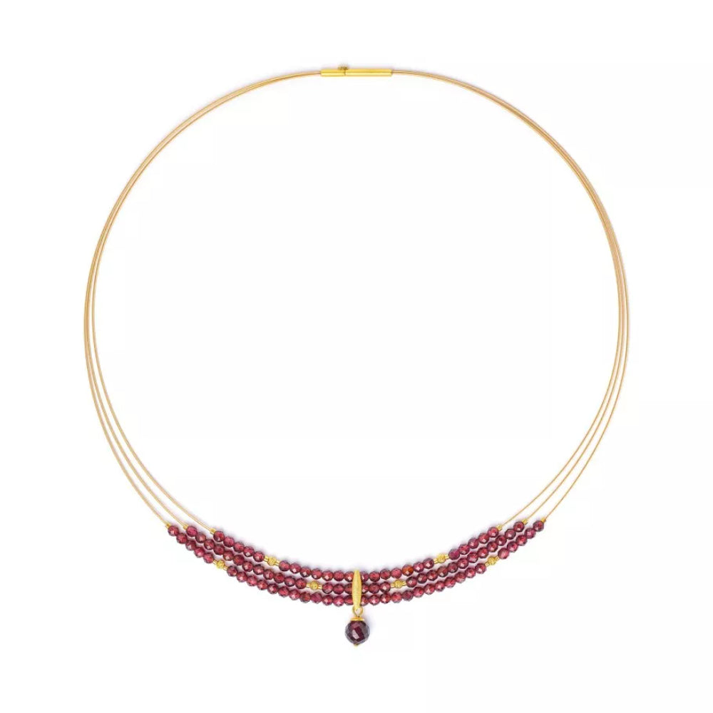 Bernd Wolf Venibali Garnet Necklace for Women - 18K Gold Plated Genuine Garnet Pendant Necklace - Elegant Jewelry Gift for Birthday, Anniversary & Valentine's Day - Perfect for Parties, Weddings & Evening Events