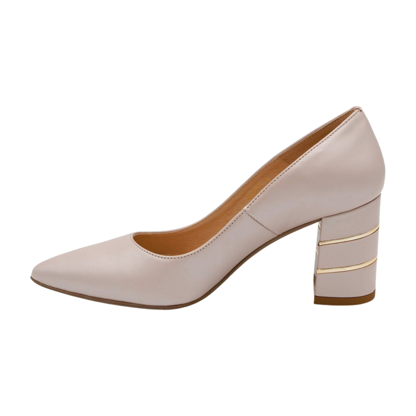 Fabucci Women's Pearl Pink Block Heel Court Shoes - Elegant Pointed Toe Pumps for Work, Party & Special Occasions