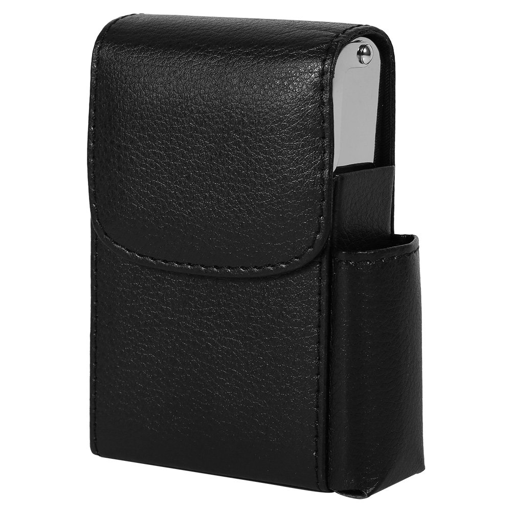 Premium PU Leather Cigarette Case - Slim Cigarette Storage Holder with Lighter Pocket | Compact Tobacco Pouch for Men & Women (Black) | Perfect for Travel, Outdoor Activities & Everyday Carry