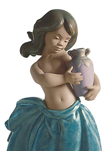 LLADRÓ Spartan Water Girl Figurine - Blue Porcelain Statue | Handcrafted Collectible Home Decor for Living Room, Office & Gift Giving