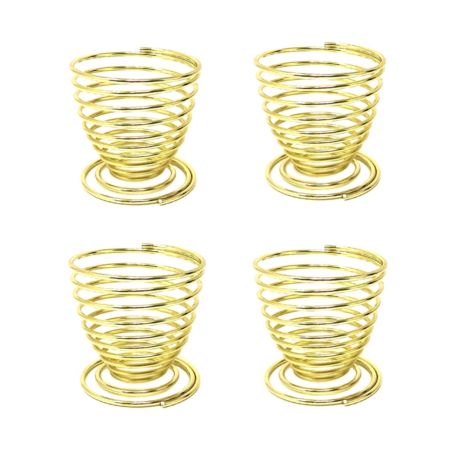 Honbay 4-Piece Stainless Steel Spring Wire Egg Cup Holder Set - Gold Egg Serving Tray for Kitchen, Breakfast Buffet & Easter Decor