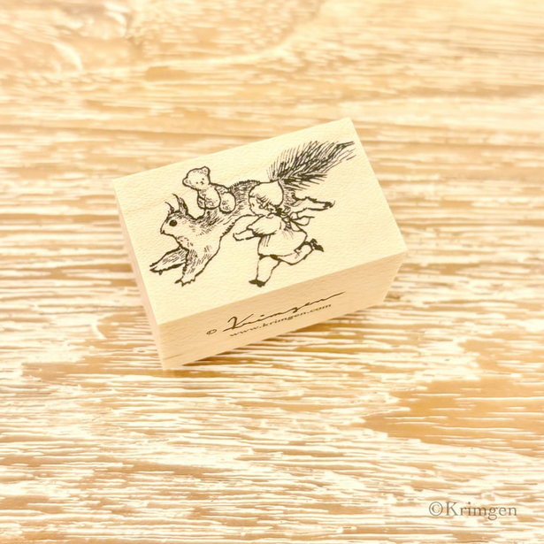 Krimgen Wooden Rubber Stamp - Running with Squirrel Design for Scrapbooking, Card Making & DIY Crafts | Handmade Stamps for Paper Crafting & Stationery