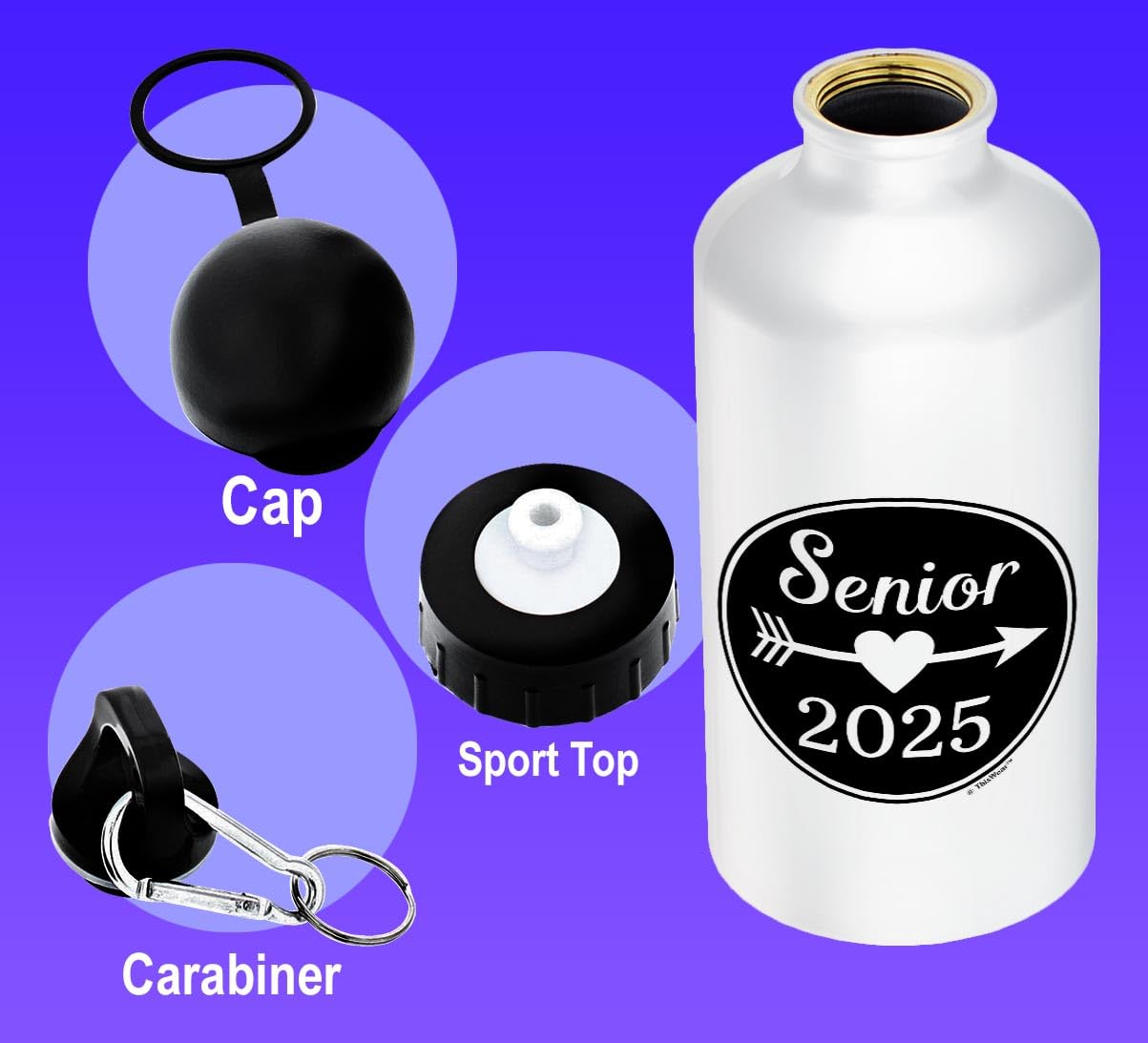 2025 Graduation Party Supplies - Class of 2025 Senior Gift Set with 2-Pack 20oz Aluminum Water Bottles, Carabiner Clip & Sport Top - Perfect for Graduation Celebrations, School Events & Outdoor Activities