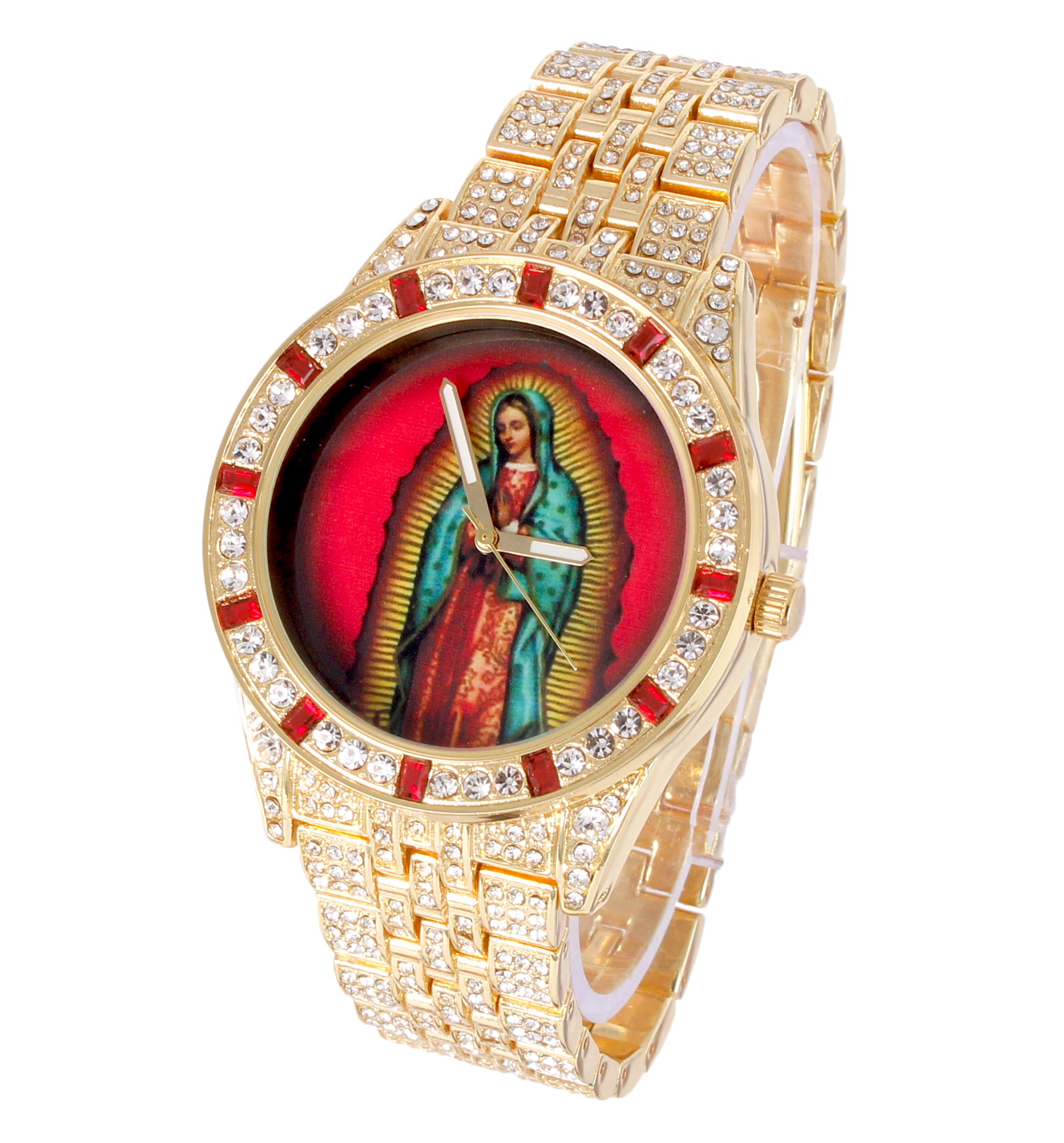 **Men's Iced Out Watch with Matching Cuban Link Bracelet - Luxury Rhinestone & Baguette Dial - Hip Hop Bling Jewelry for Parties, Gifts & Special Occasions - ST10226B**