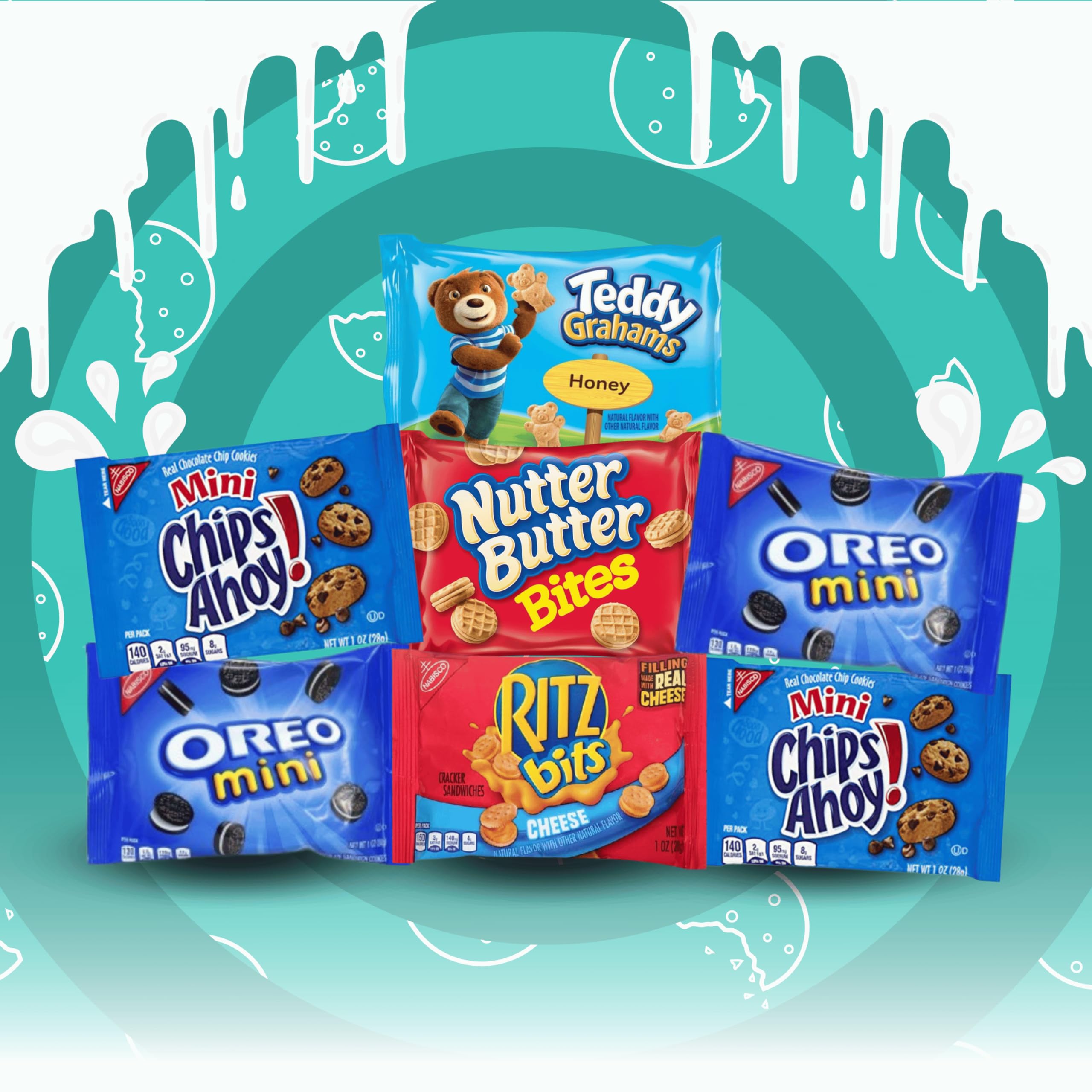 Snack Cookies Variety Pack - 30 Individually Wrapped Assorted Cookies Sampler Bulk Care Package with Napkins by Snakis - Perfect for Office Snacks, School Lunches, and Gift Baskets