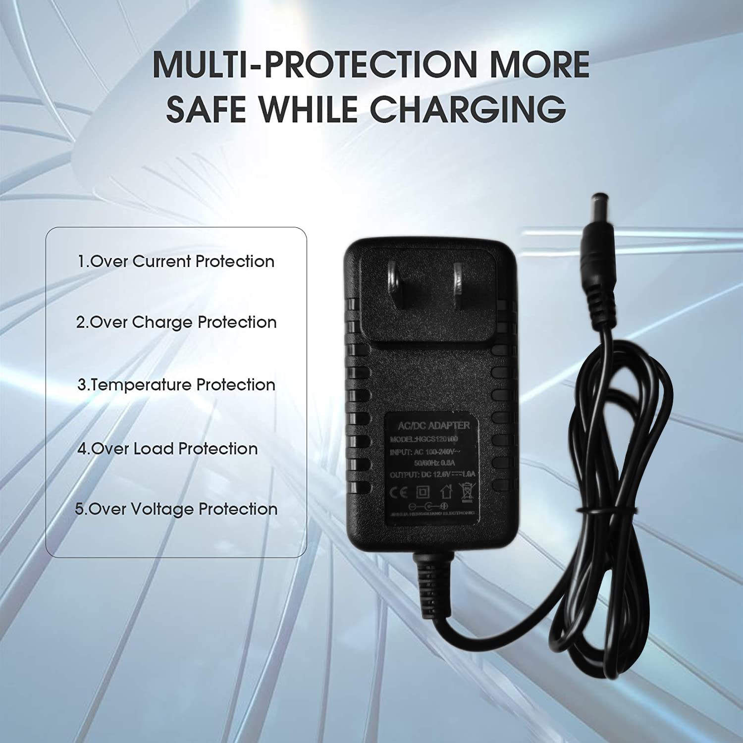 12V~12.6V AC/DC Power Adapter Charger for Massage Gun - Replacement Charger Cord for Deep Tissue Muscle Massage Guns - Perfect for Home, Gym & Travel Use
