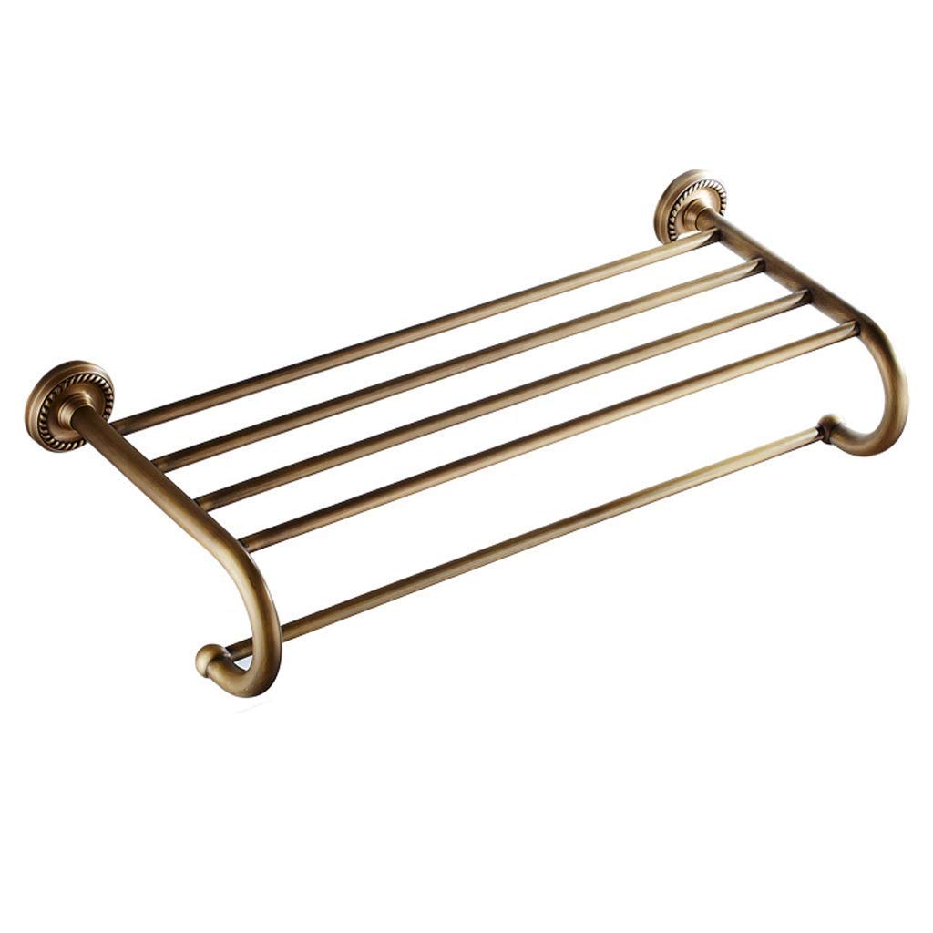SH-CHEN Double Towel Rack Wall Mounted - Solid Brass Bathroom Shelf with Screw Mounting (625mm x 255mm, Bronze) - Perfect for Bathroom & Kitchen Towel Organization, Space-Saving Storage Solution for Hand Towels, Washcloths and Kitchen Linens