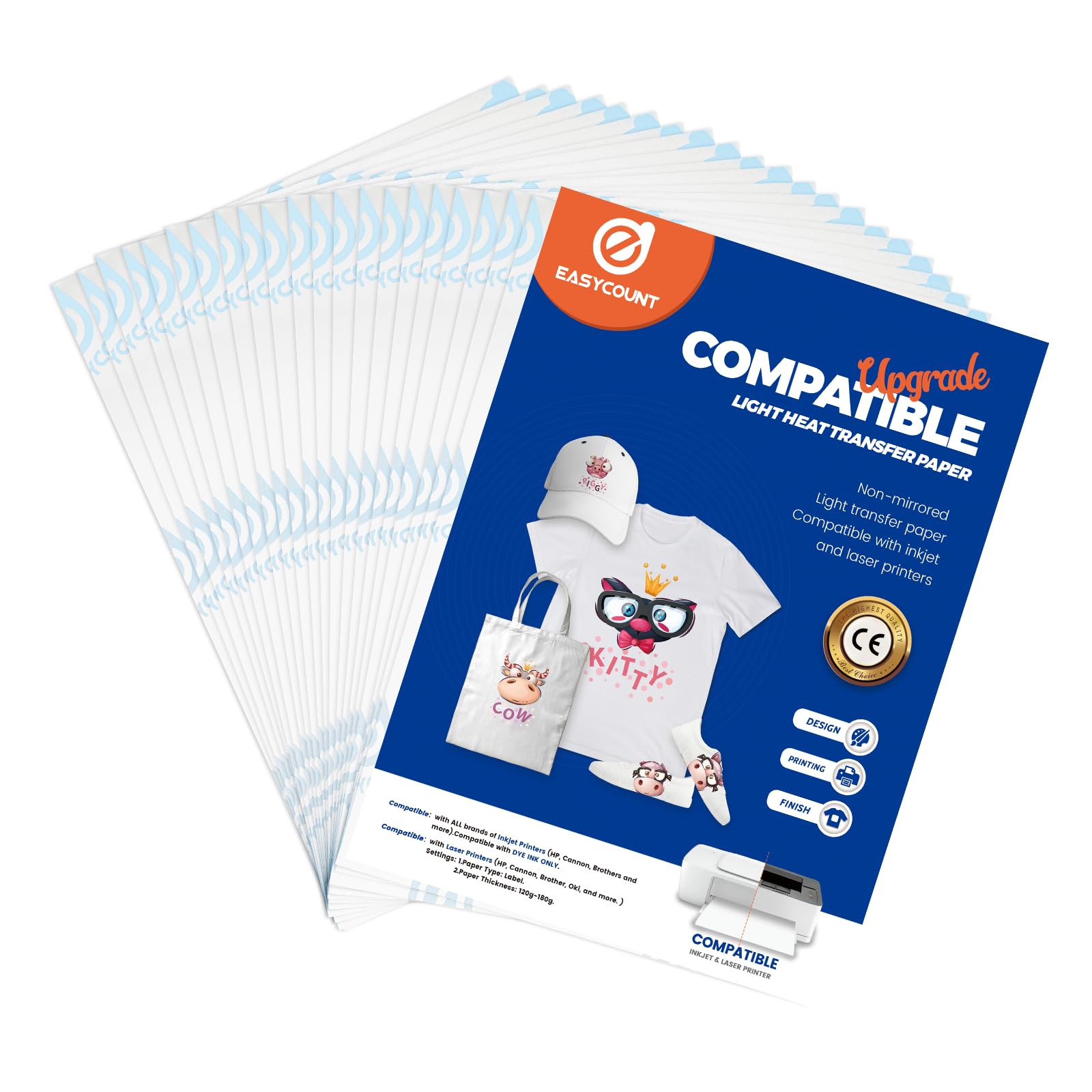 Premium Heat Transfer Paper for Light T-Shirts - 20 Sheets (8.5x11