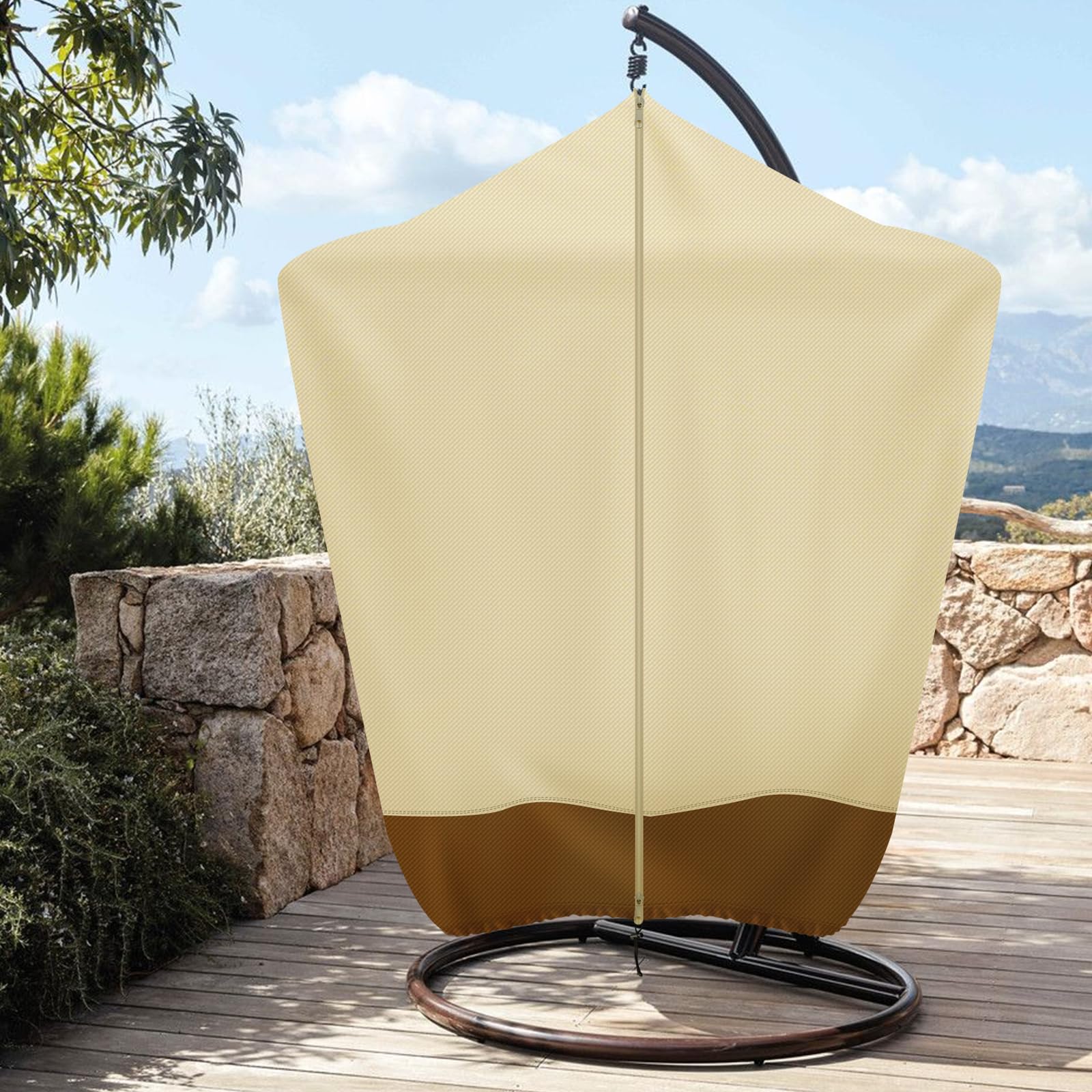 Premium 420D Waterproof Hanging Hammock Chair Cover - Outdoor Patio Swing Chair Protector with Zipper (19x62 Inch) - Perfect for Backyard, Garden, and Poolside Relaxation