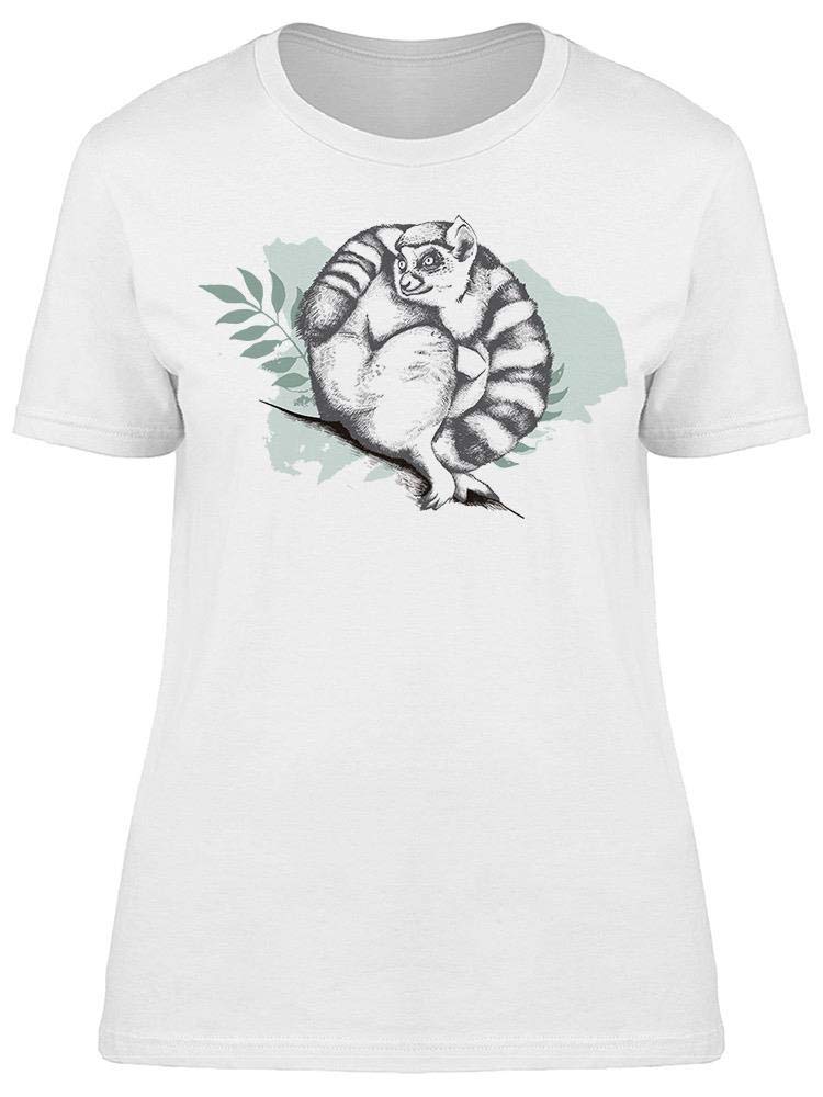 Lemur Hand Drawn Graphic T-Shirt for Women - Cute Animal Print Casual Tee for Everyday Wear, Weekend Outings & Nature Lovers