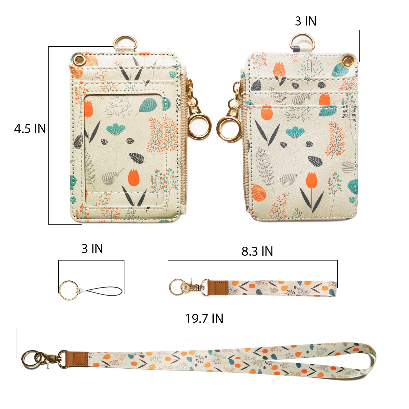 Bolimoss Wallet Lanyard for ID Badges - Women's Zippered Fashion Badge Holder (Light Yellow) for Work & Events