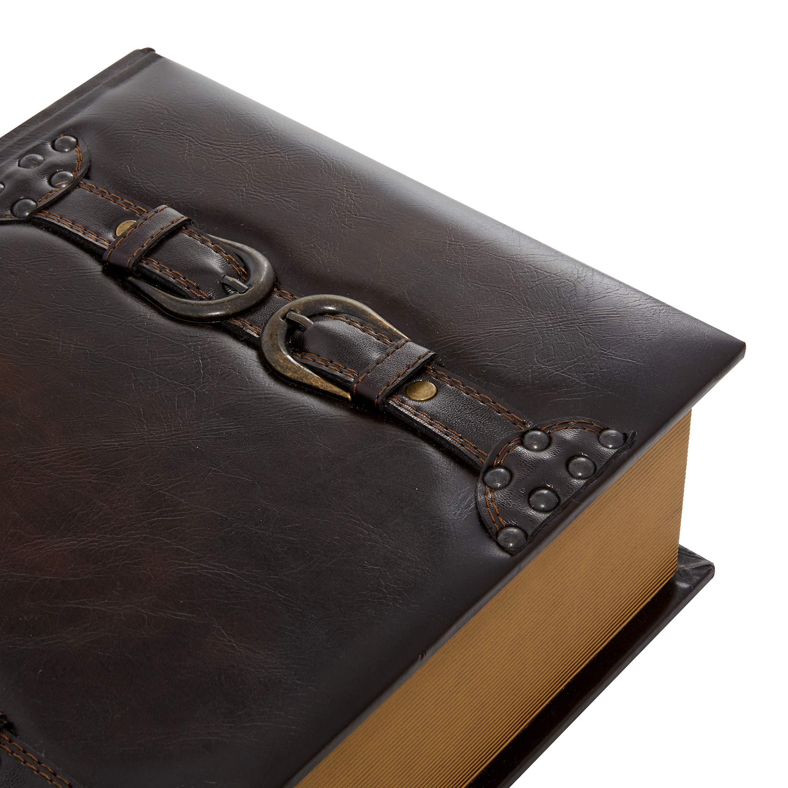 Deco 79 Set of 3 Wooden Decorative Storage Boxes - Faux Leather Book-Shaped Keepsake Boxes in Brown (14