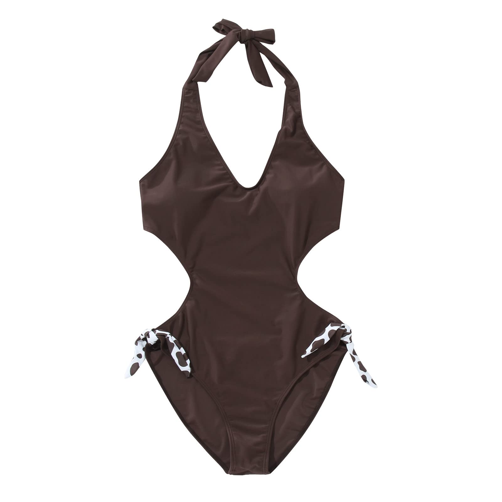 Jchen Mommy and Me Matching Swimsuits - Women's Halter One Piece Monokini with Lace Up Straps & Cut Out Design | Perfect for Family Beach Vacations, Pool Parties & Summer Getaways