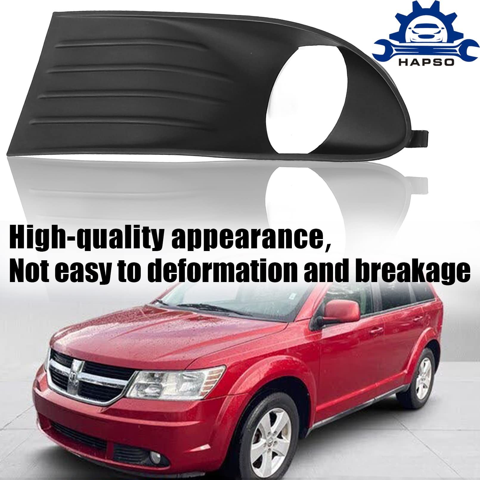 Black Fog Light Trims & Bezel Cover Replacement Kit - Left & Right Pair Set for 2009-2013 Dodge Journey (5178285AB 5178284AB) - Upgrade Your Vehicle's Front Appearance & Protection