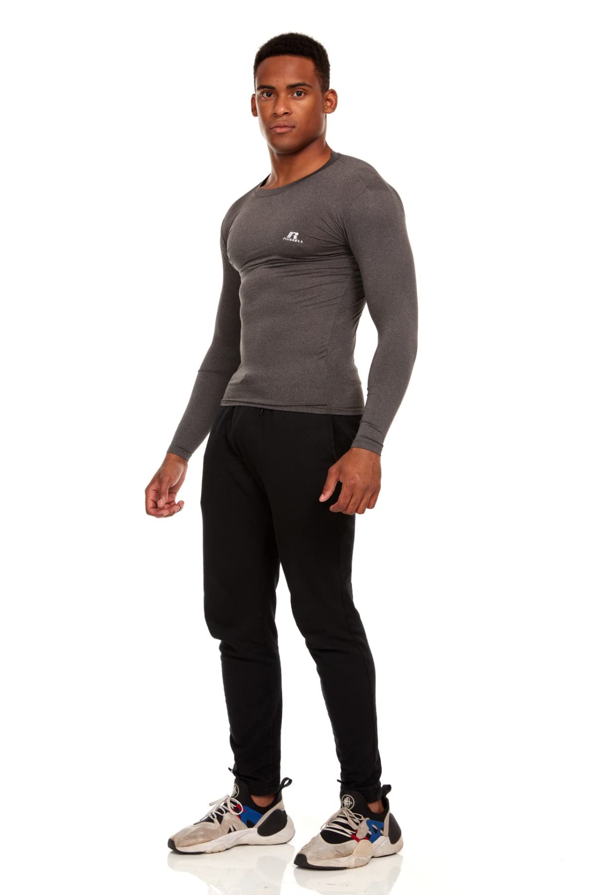 Russell Athletic Men's Long-Sleeve Compression Top - Lightweight Performance Shirt for Running, Workout & Training - Moisture-Wicking & Breathable for Gym, Sports & Active Lifestyle