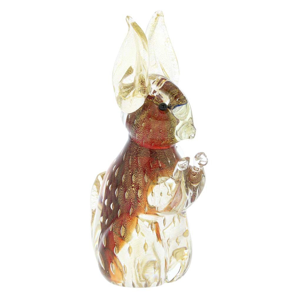 Authentic Murano Glass Bullicante Rabbit Figurine - Handcrafted in Venice, Italy - Vibrant Red Art Collectible | Perfect for Home Decor, Gift Giving & Italian Glass Art Enthusiasts