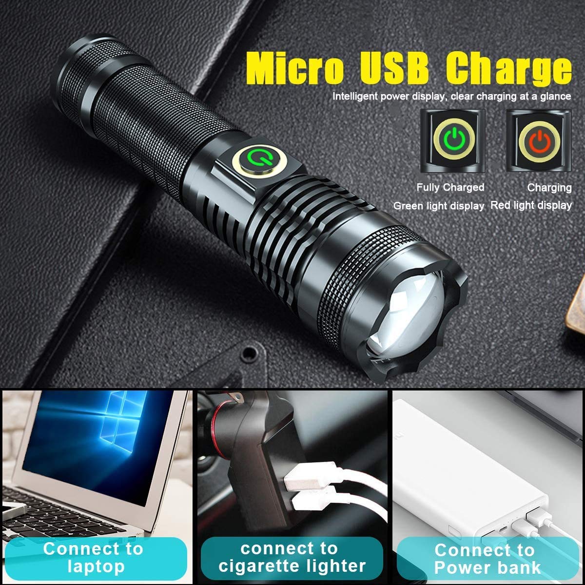 BESTSUN 1000,000 Lumens XHP70 LED Flashlight - Rechargeable High Power Handheld Torch with 5 Modes, Zoomable & Waterproof for Outdoor Adventures, Hiking, Camping, Fishing, Hunting, Emergency & Night Security