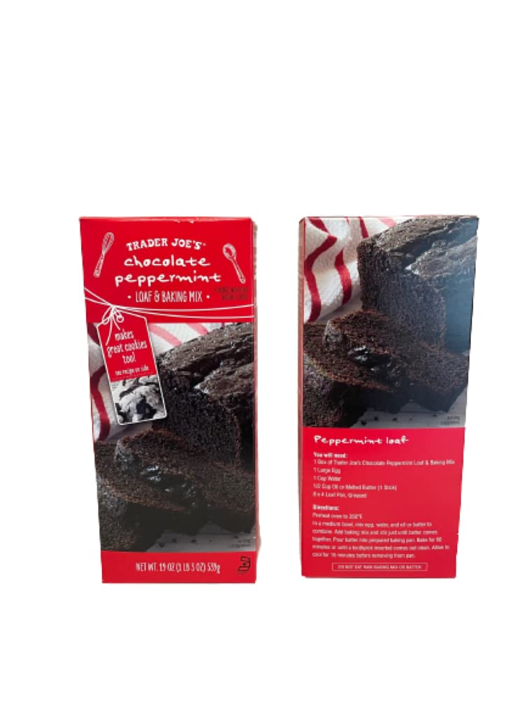 Trader Joe's Chocolate Peppermint Loaf & Baking Mix - 2 Pack | Holiday Dessert Baking Kit for Christmas Treats & Seasonal Gifts