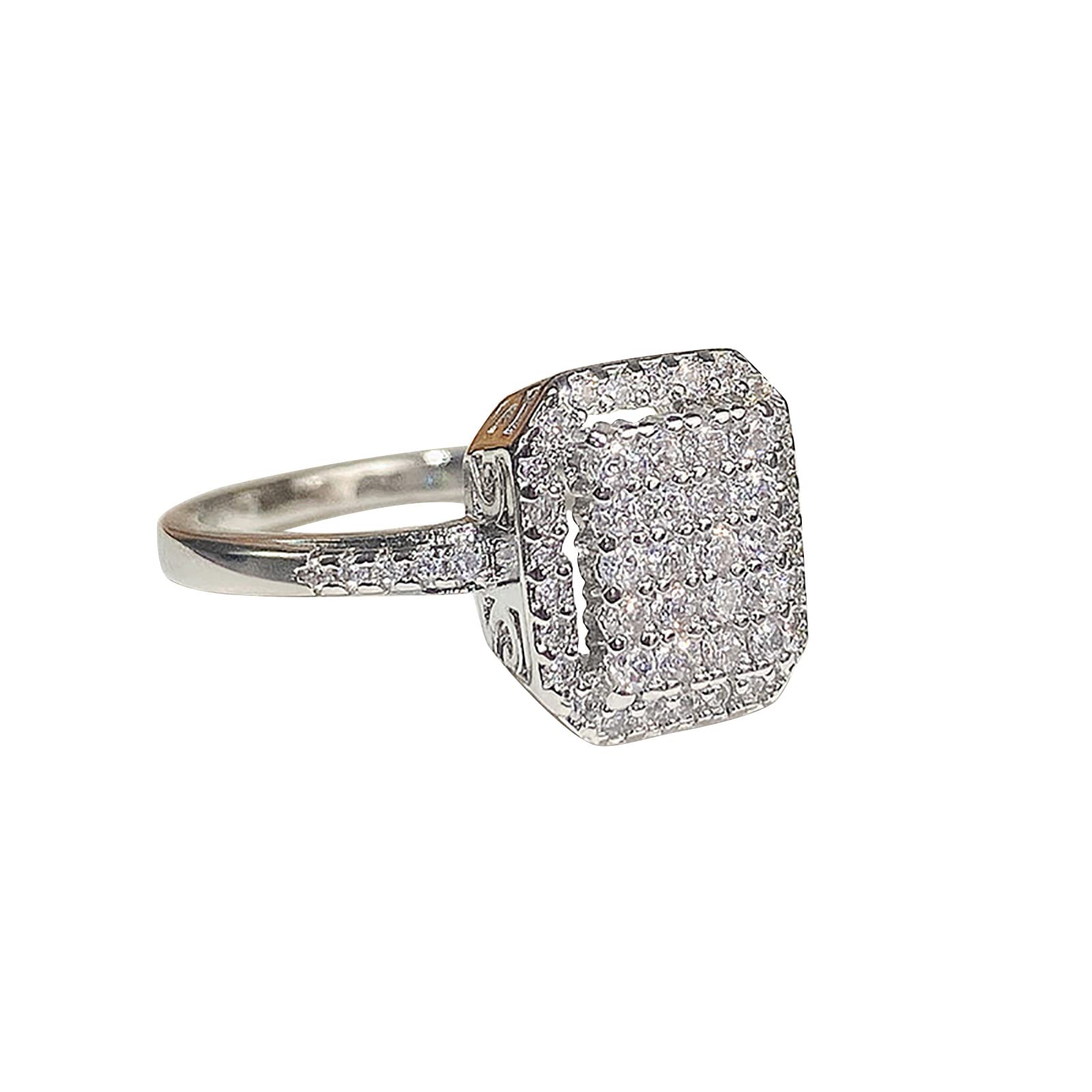 Exquisite Diamond Zirconia Leaf Ring for Men & Women - Wedding, Engagement Gift (Silver) for Parties & Special Occasions