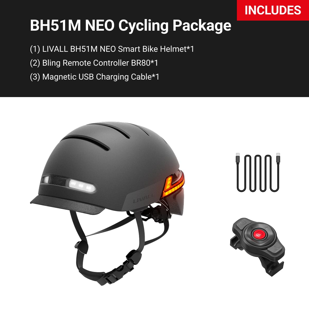 LIVALL BH51M Neo Smart Bluetooth Bike Helmet with Built-in Speakers & Mic - Lightweight Cycling Helmet for Commuting, Road Biking & Outdoor Sports