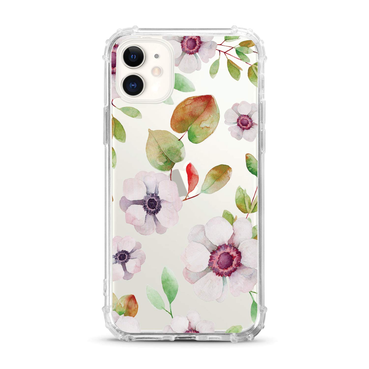 OTM Essentials Clear Tough Edge Phone Case for iPhone 11 - Anemone Flowers Purple Design | Slim Protective Cover for Everyday Use, Work & Travel