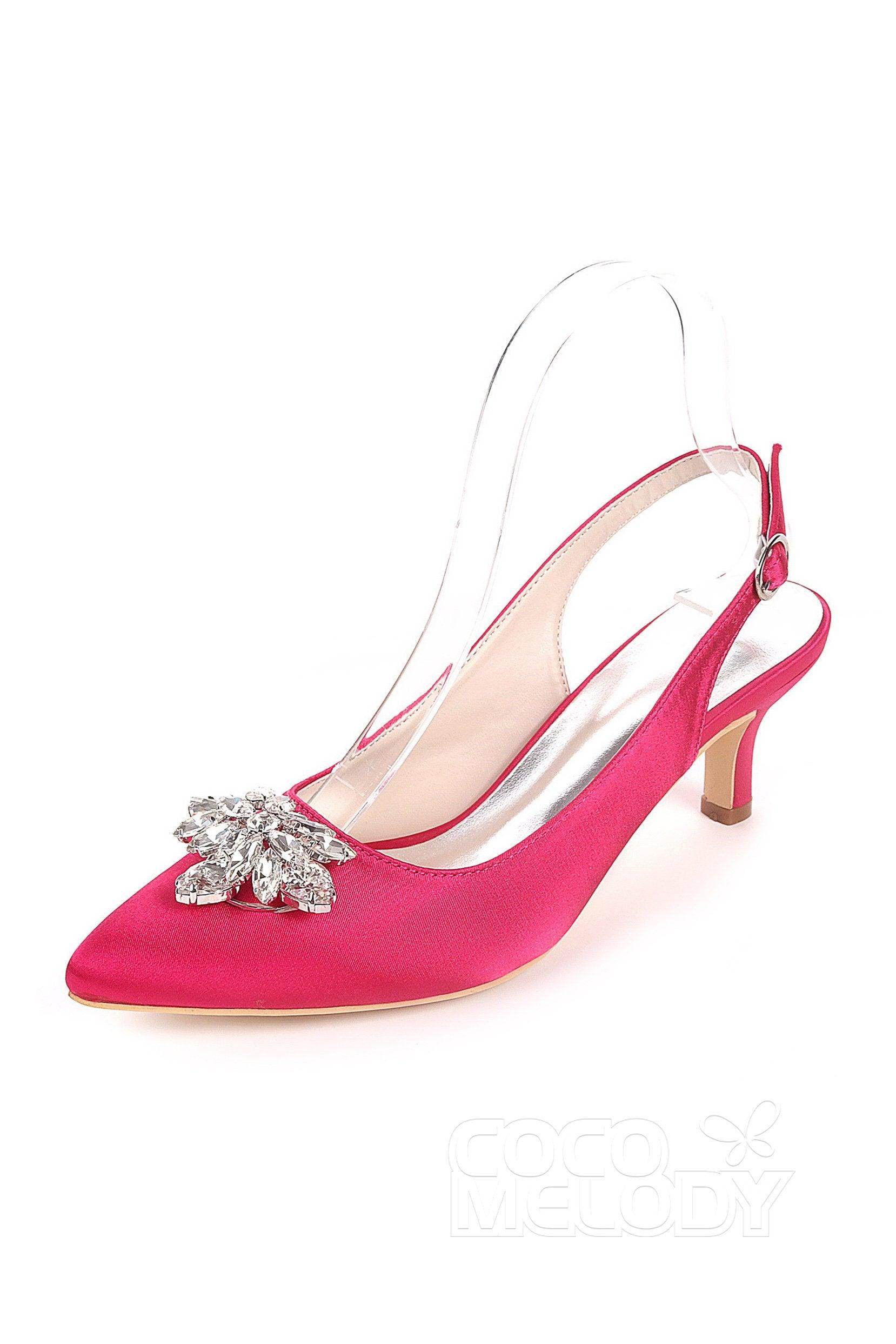Elegant Low Heel Slingback Dress Shoes - Comfortable Silk-Like Women's Pumps for Work, Party & Wedding (Style CK0064)