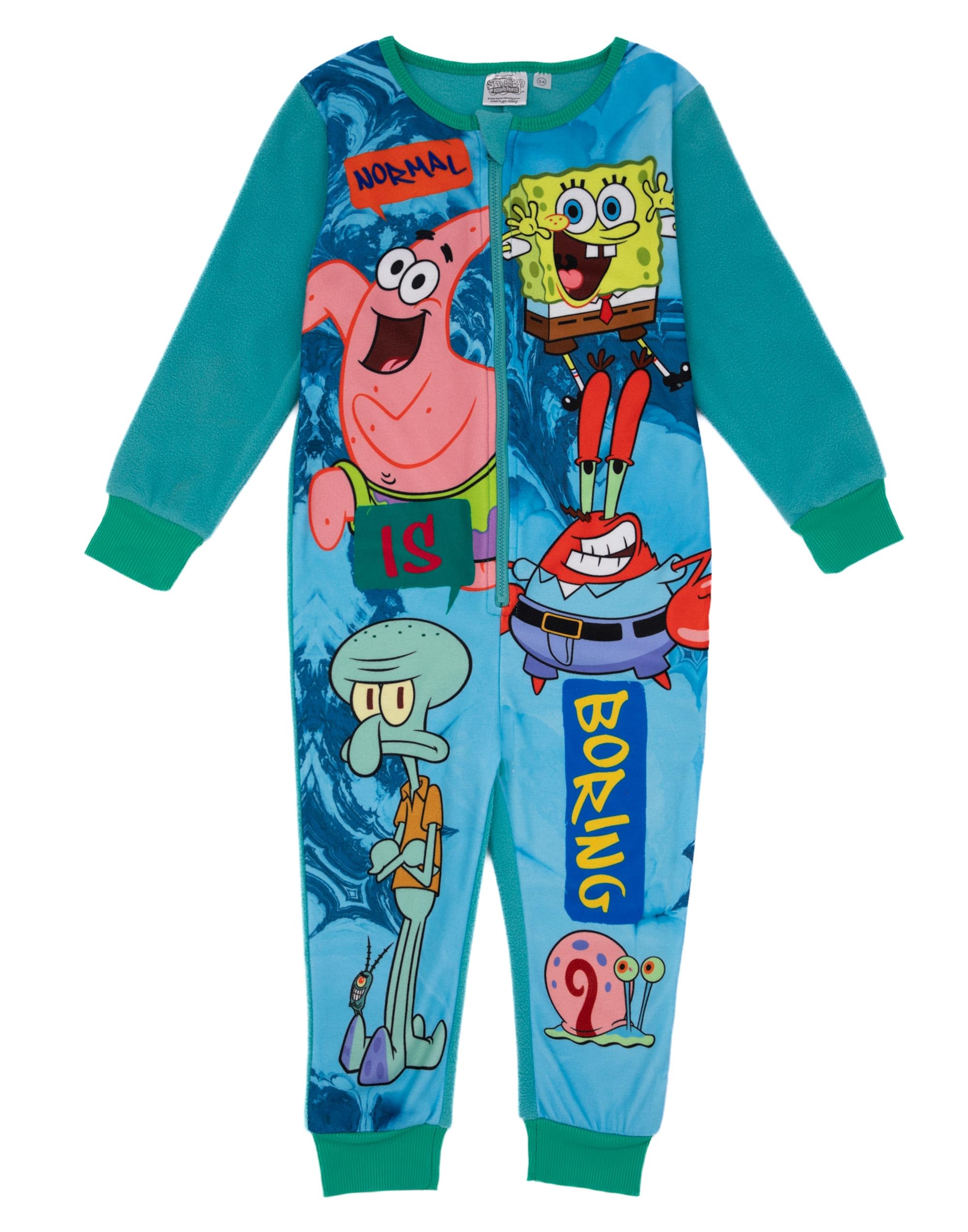 SpongeBob SquarePants Boys Fleece Onesie Pajamas - Green Gaming Jumpsuit for Kids | Soft Loungewear & Sleepwear | Perfect Gift for Gamers & Cartoon Fans | Ideal for Sleepovers, Gaming Sessions & Cozy Nights