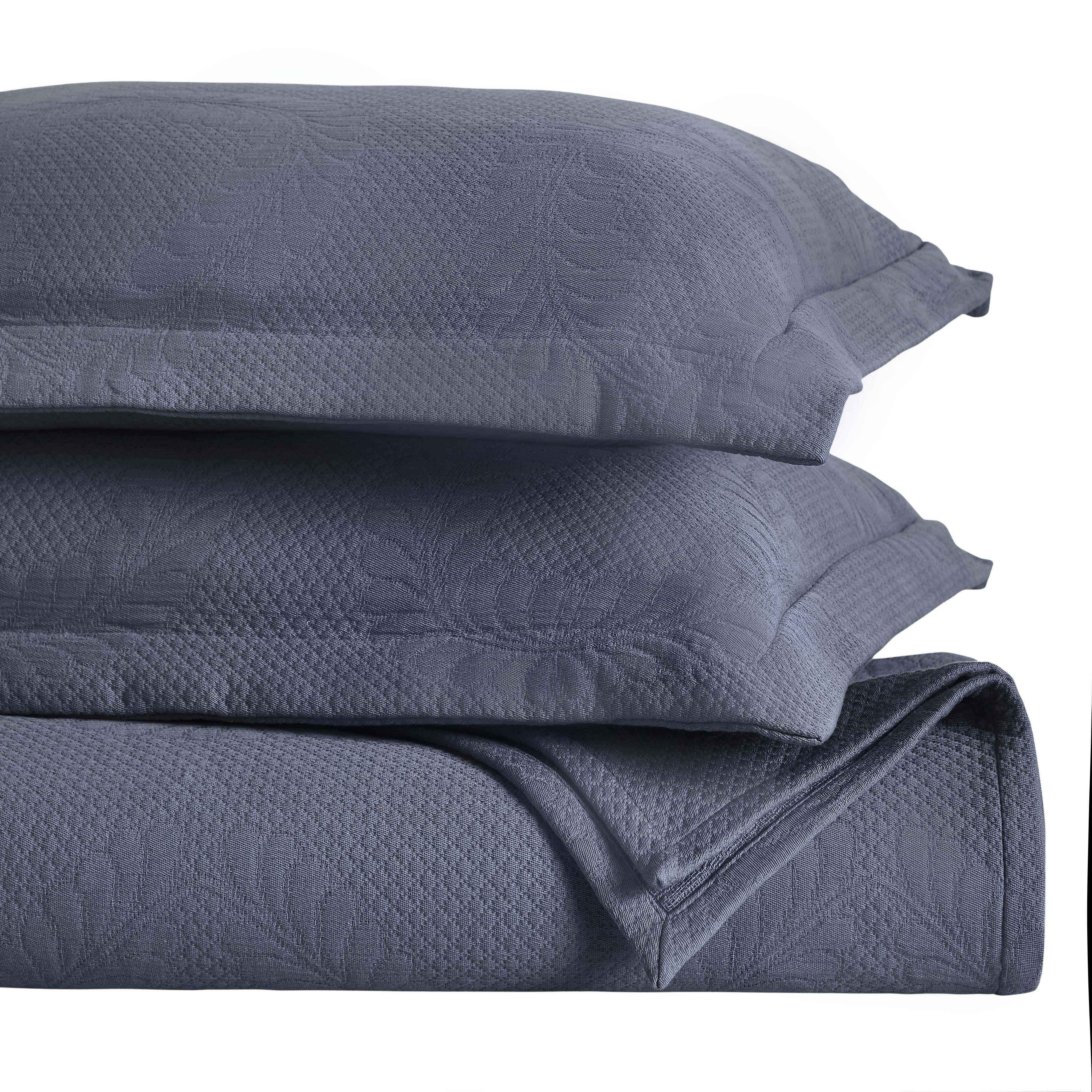 Peploi Cotton Medium Weight Matelasse Bedspread & Sham Set - Queen Size, Luxury Textured Bed Cover for Master Bedroom, Guest Room & Dorm Decor
