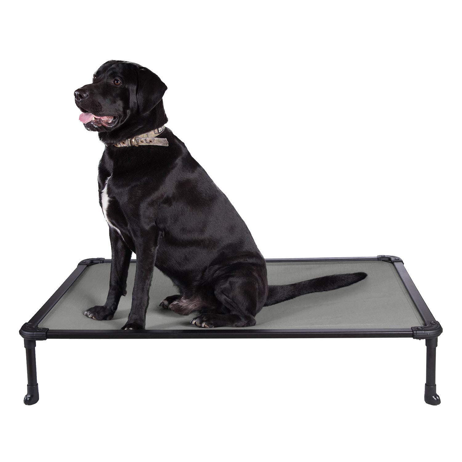 Veehoo Chew Proof Dog Bed - Cooling Raised Pet Cot with Aluminum Frame for Indoor/Outdoor Use - Large Grey