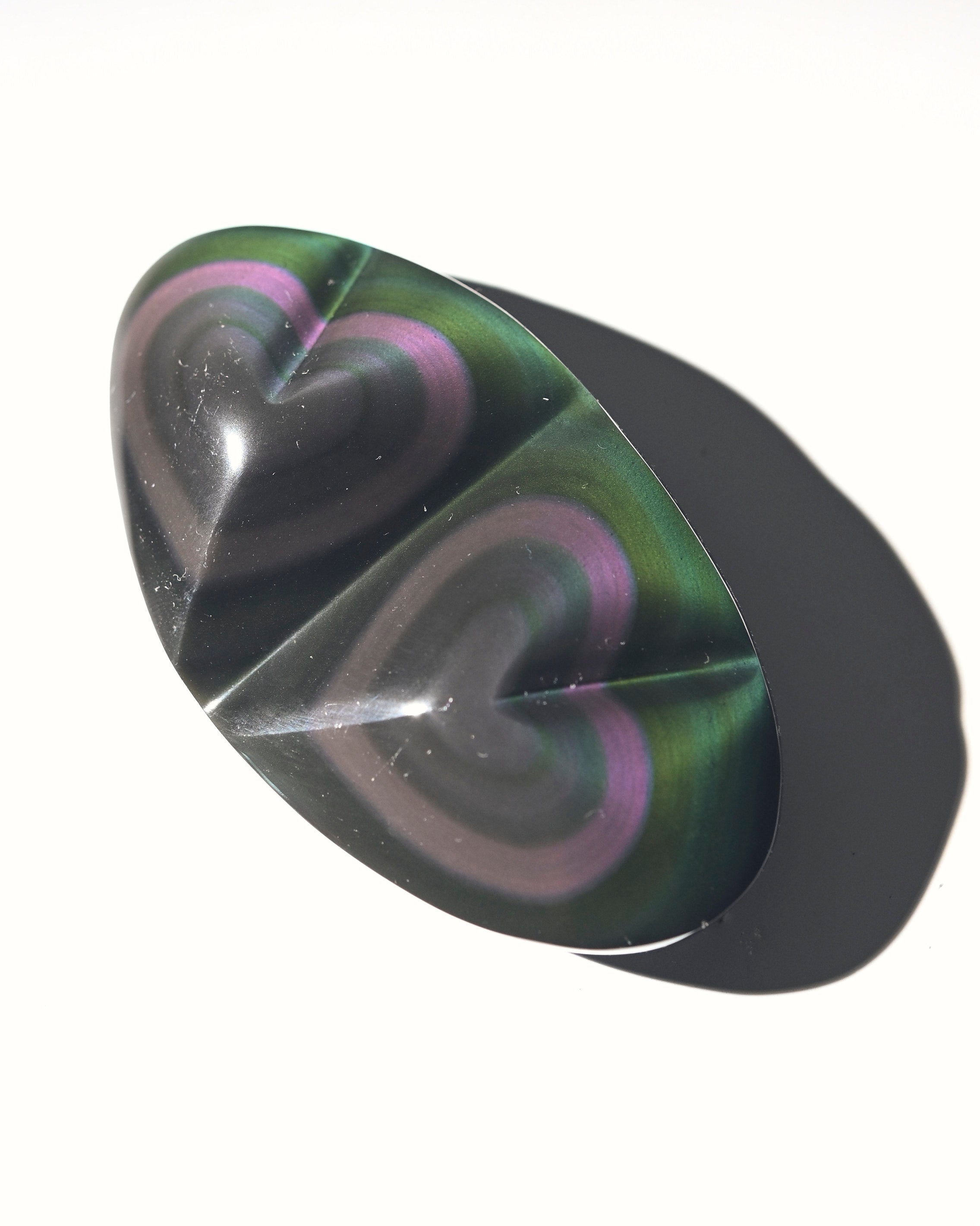 Double Heart Rainbow Obsidian Stone - Natural Healing Crystal for Love & Positivity | Perfect for Meditation, Jewelry Making & Spiritual Gifts