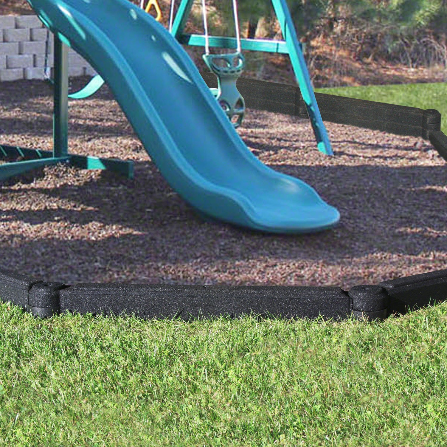 4 Foot Rubber Landscape Edging Border - Pack of 4 - Heavy Duty Black Garden Edging for Landscaping, Playgrounds & Outdoor Projects - Perfect for Yard Borders, Flower Beds & Play Areas
