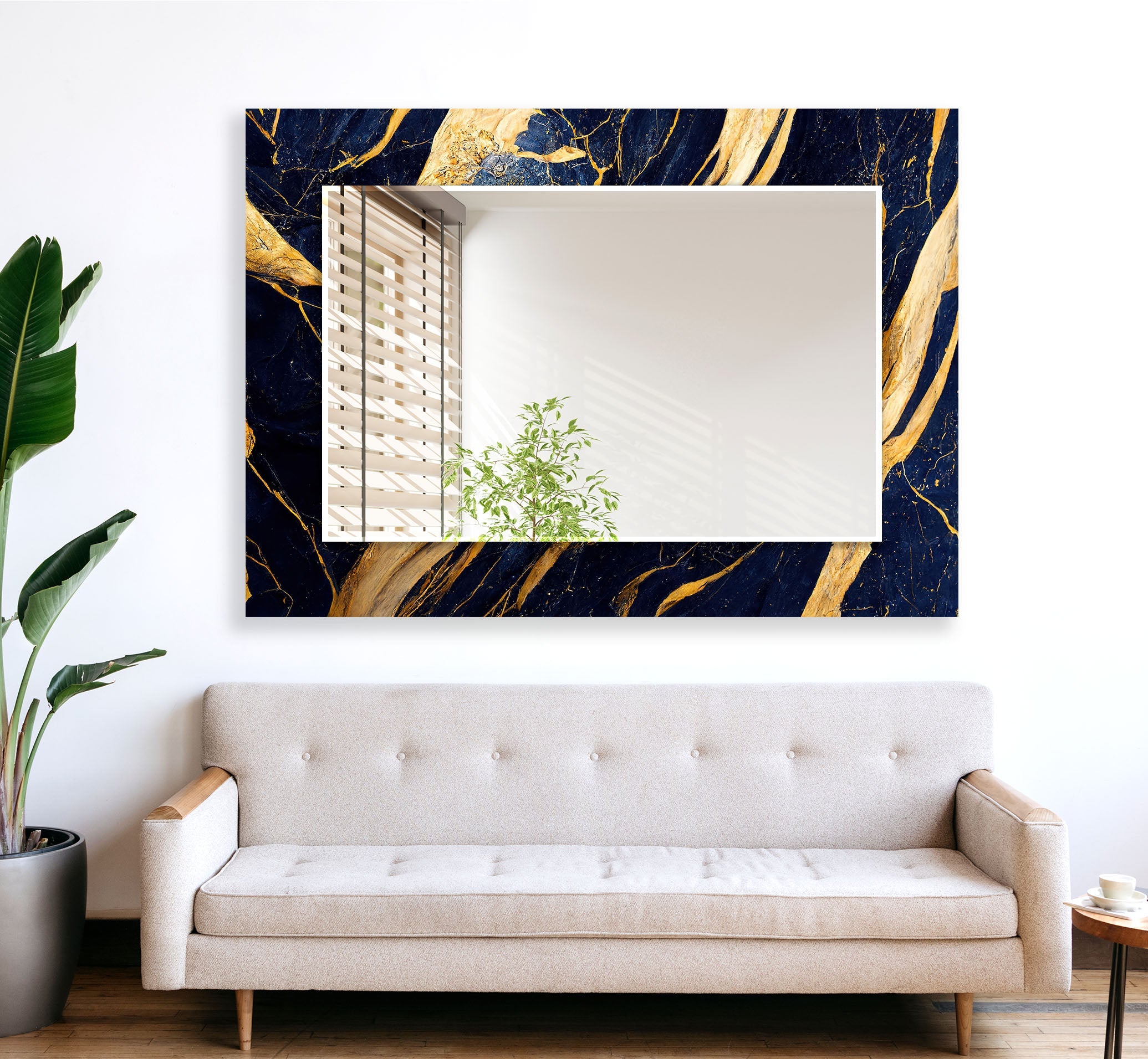 Elegant Black and Gold Round Wall Mirror - 24 Inch Decorative Hanging Mirror for Living Room, Bedroom, or Entryway Decor