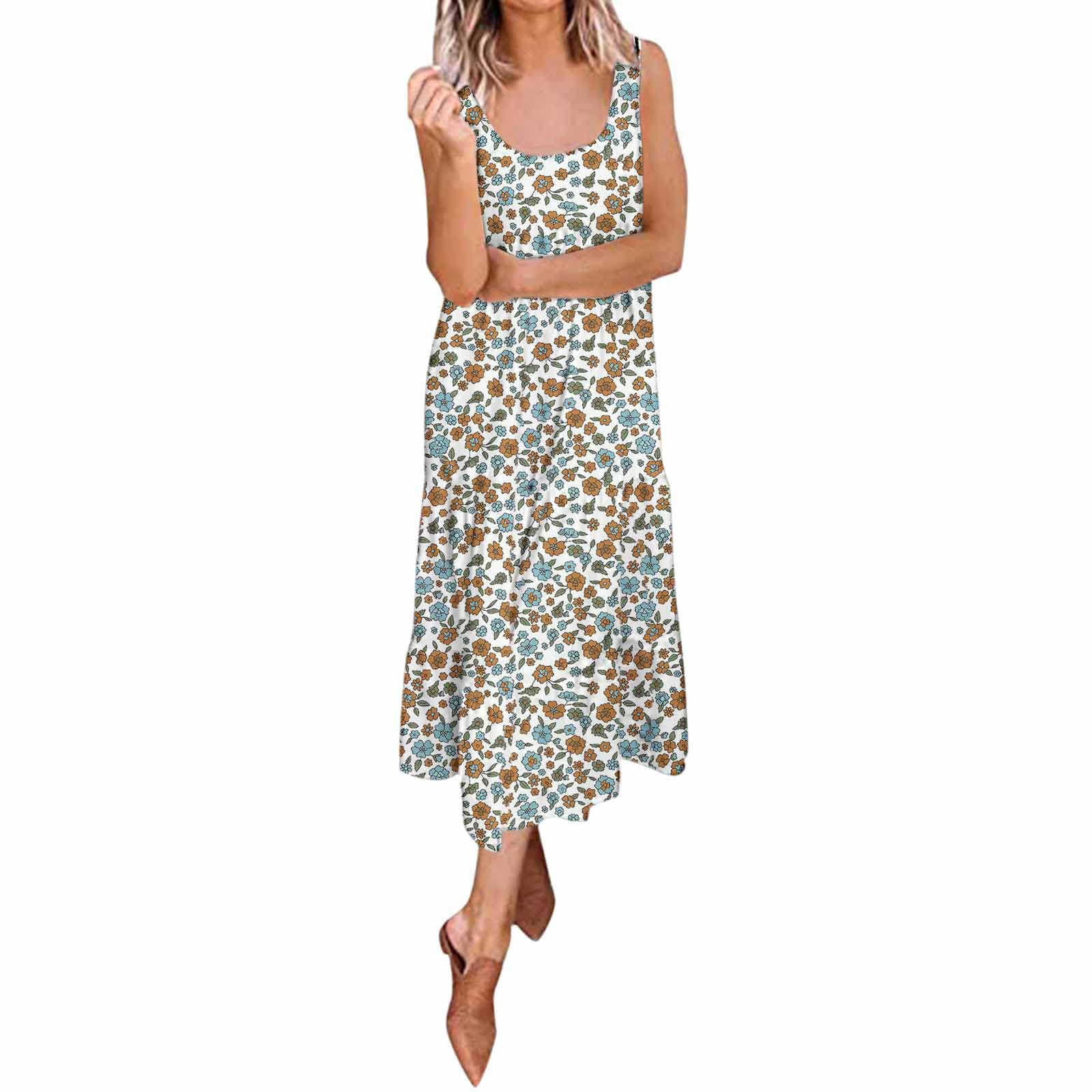 Women's Floral Bohemian Maxi Dress - Sleeveless Scoop Neck Summer Sundress for Beach, Vacation & Casual Wear | Lightweight & Comfortable Tank Dress