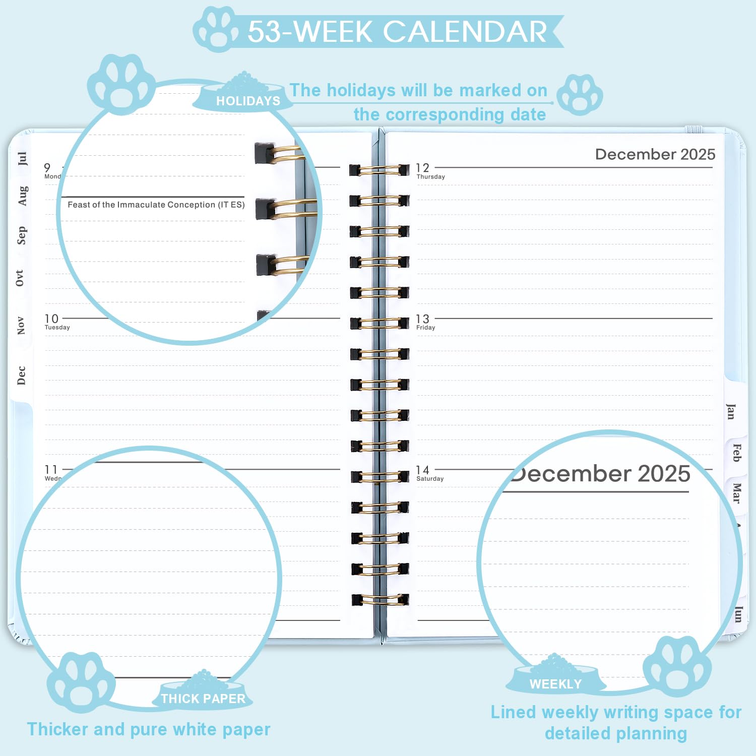 2025-2026 Weekly & Monthly Planner with Tabs - July 2025 to June 2026 Academic Year, 6.5