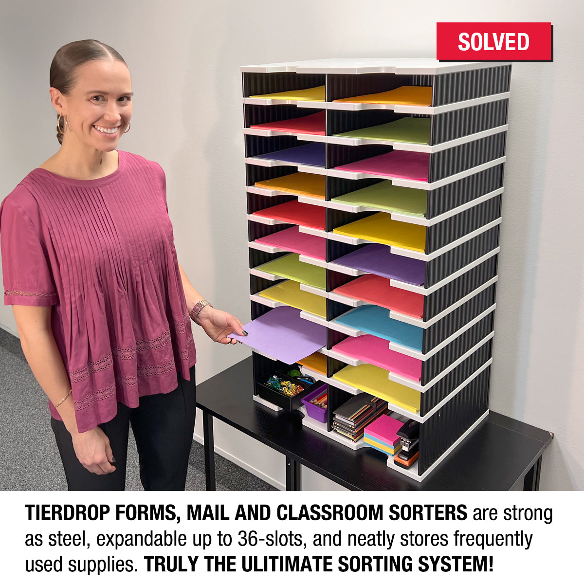 Ultimate Office TierDrop™ PLUS 20 Slot Organizer with Riser Storage Base - Perfect for 19w Literature, Forms, Mail & Classroom Sorting | Ideal for Office, School & Home Organization