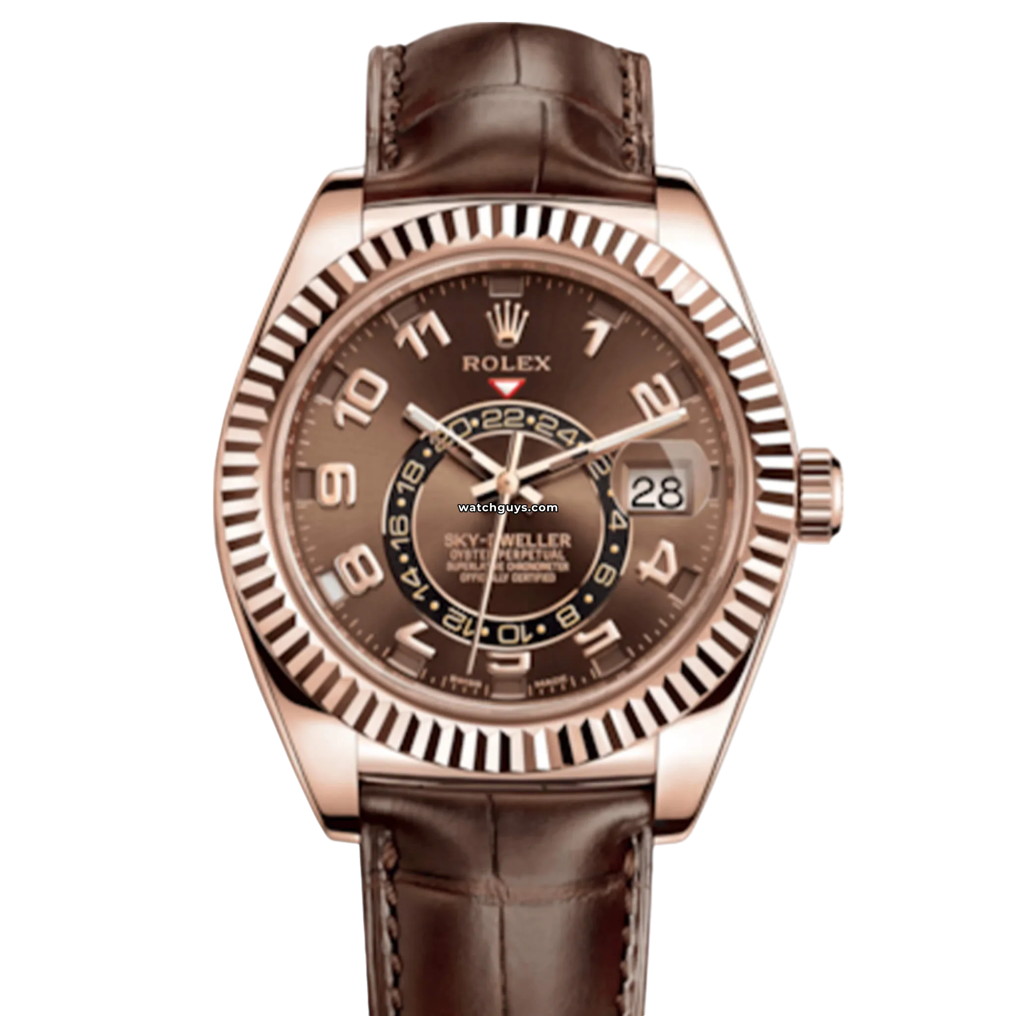 Rolex Sky-Dweller 326135 Luxury Watch - 18K Everose Gold, Chocolate Dial, Arabic Numerals - Perfect for Business, Travel & Special Occasions