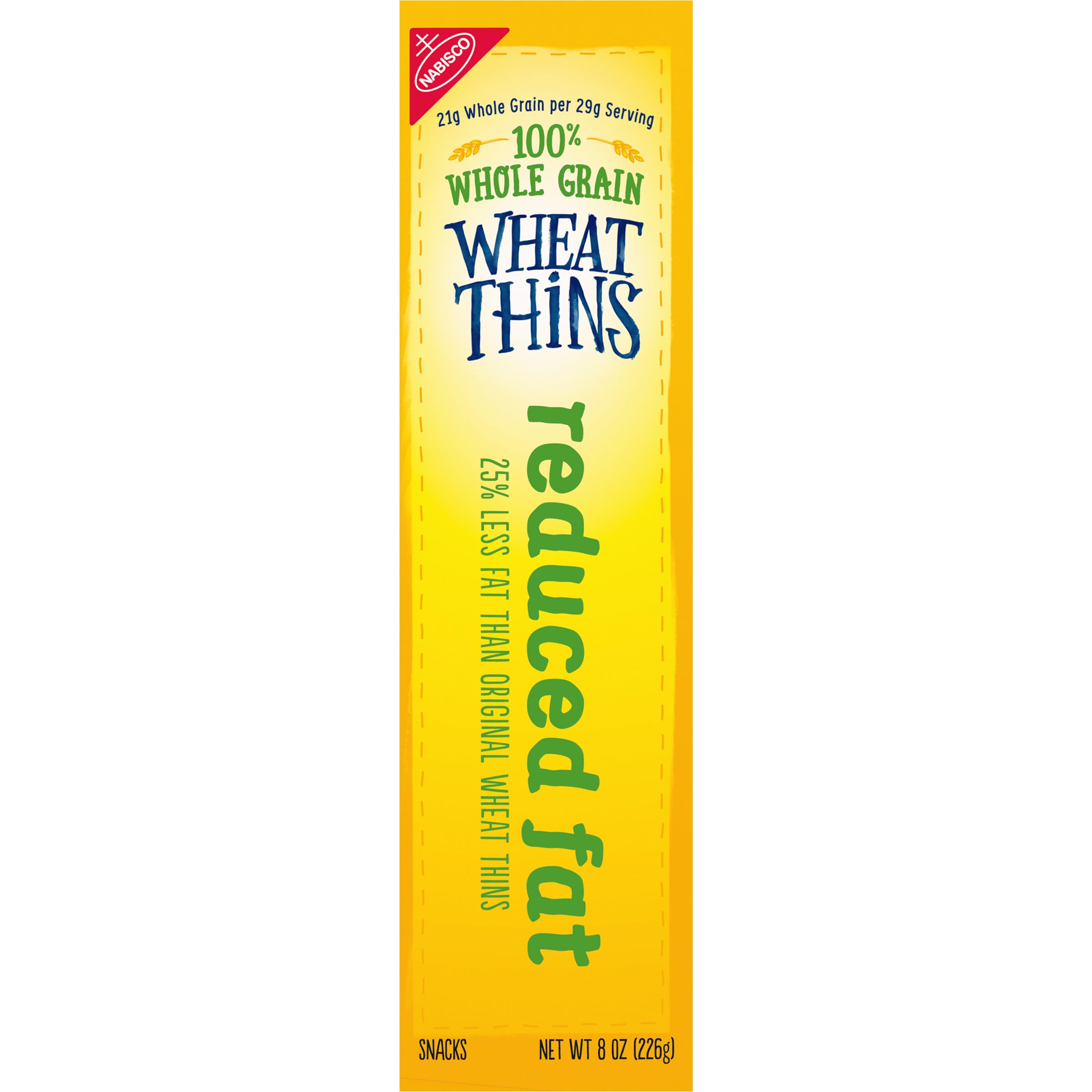 Wheat Thins Reduced Fat Whole Grain Wheat Crackers - Healthy Snack for Kids & Adults - 8 oz Pack - Perfect for Lunchboxes, Office Snacks & Party Platters